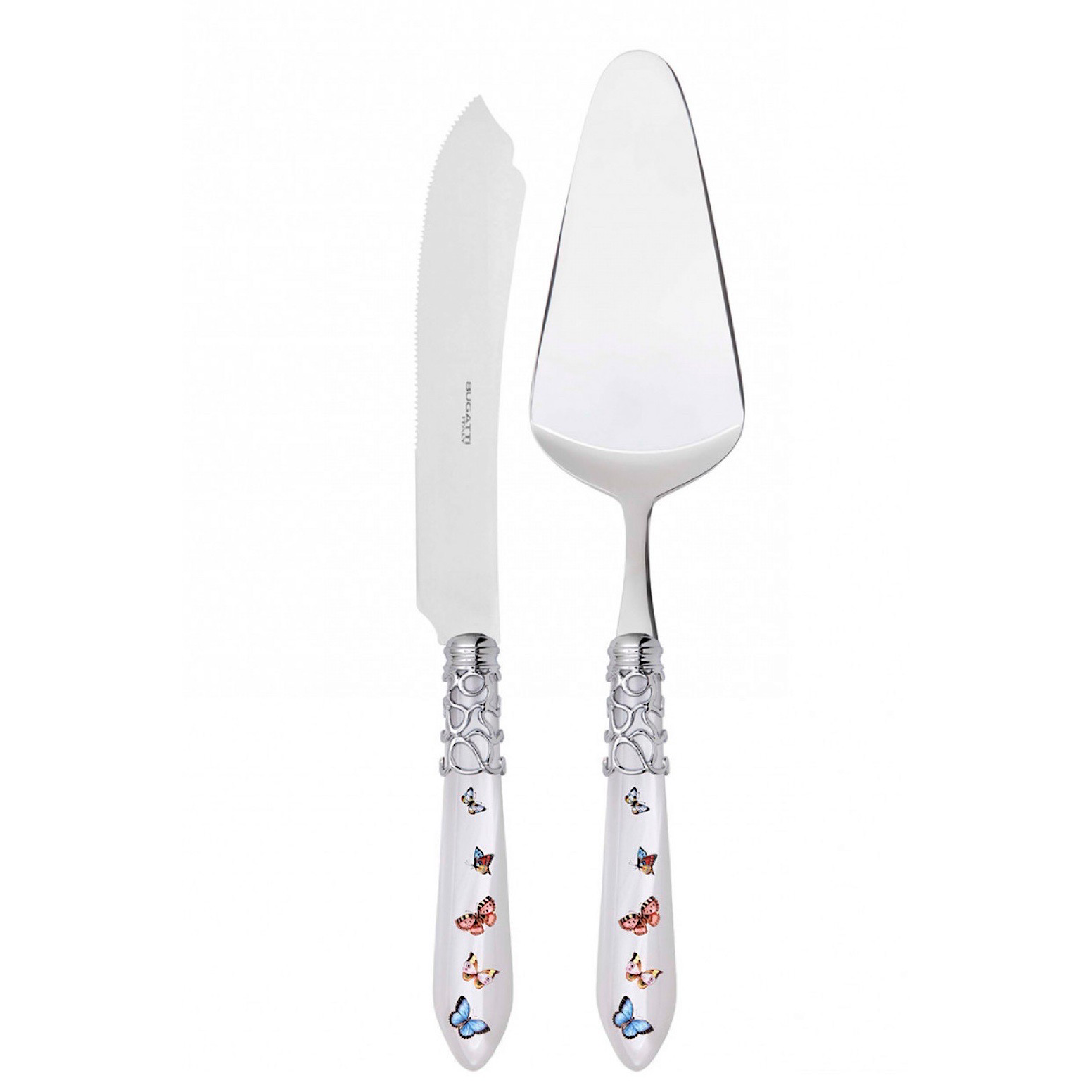 Melodia Butterflies 2 Piece Cake Serving Set white