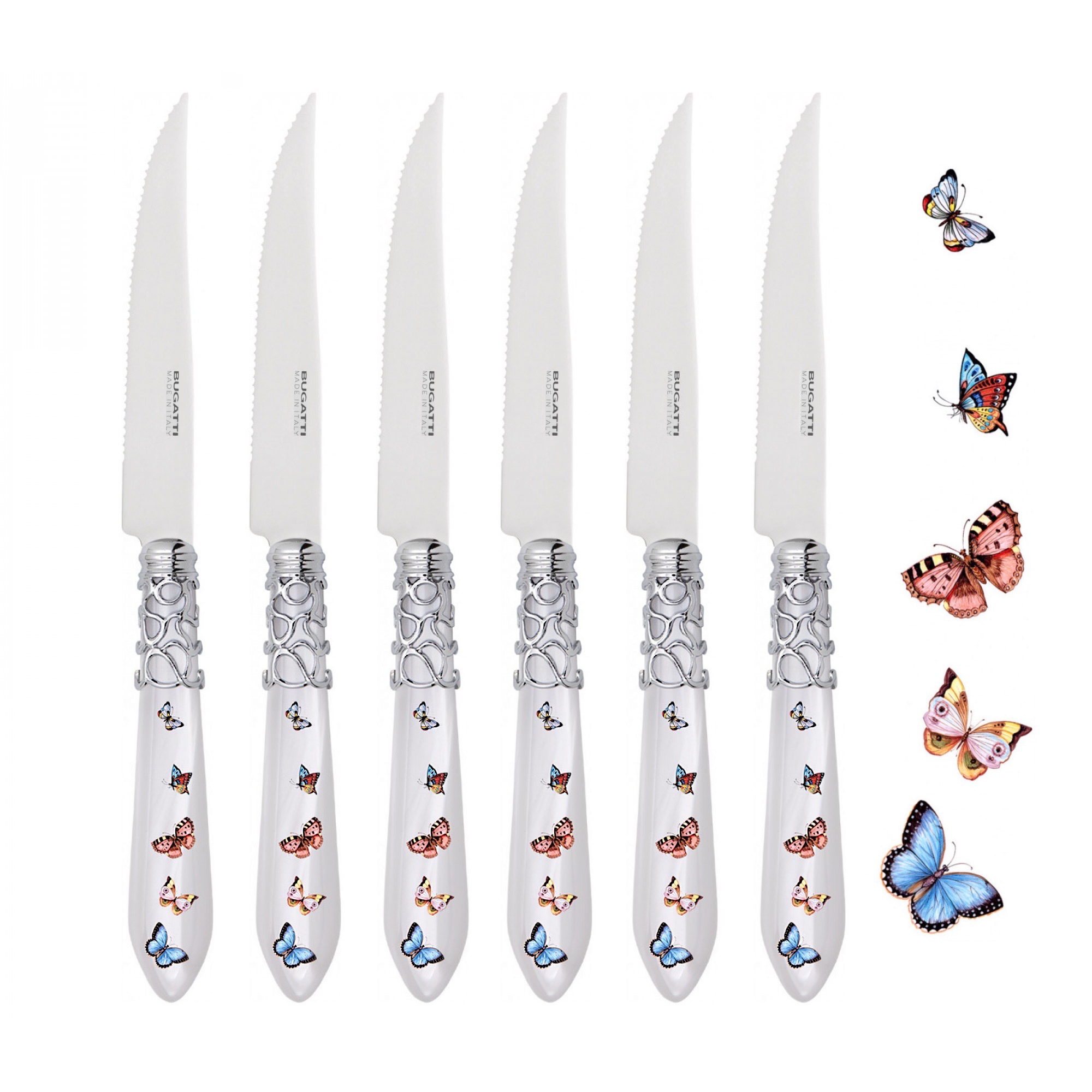 Melodia Butterflies Steak Knives Set white