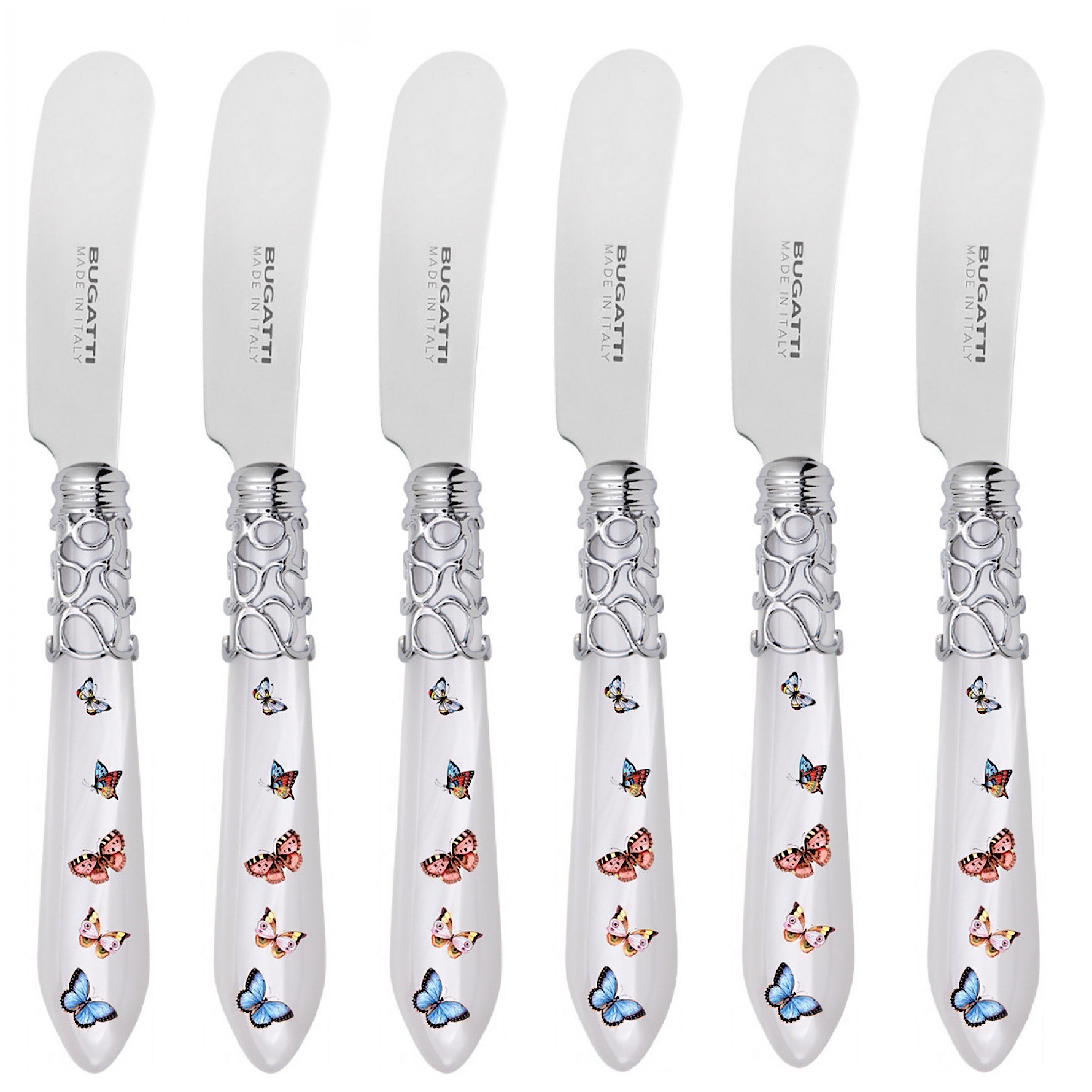 Melodia Butterflies Spreaders / Butter Knives Set - WHITE