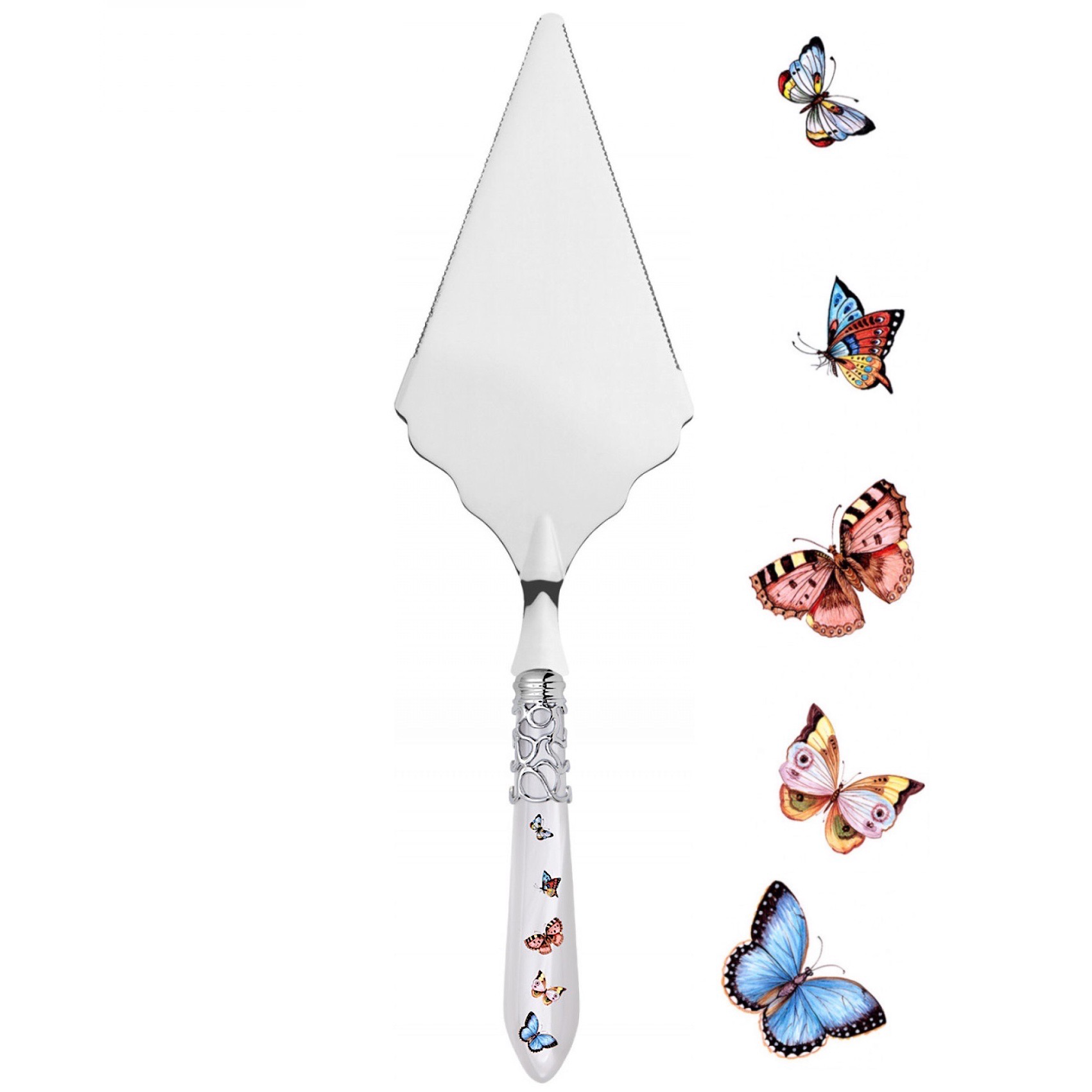 Melodia Butterflies Pie / Pizza Server - Serrated white