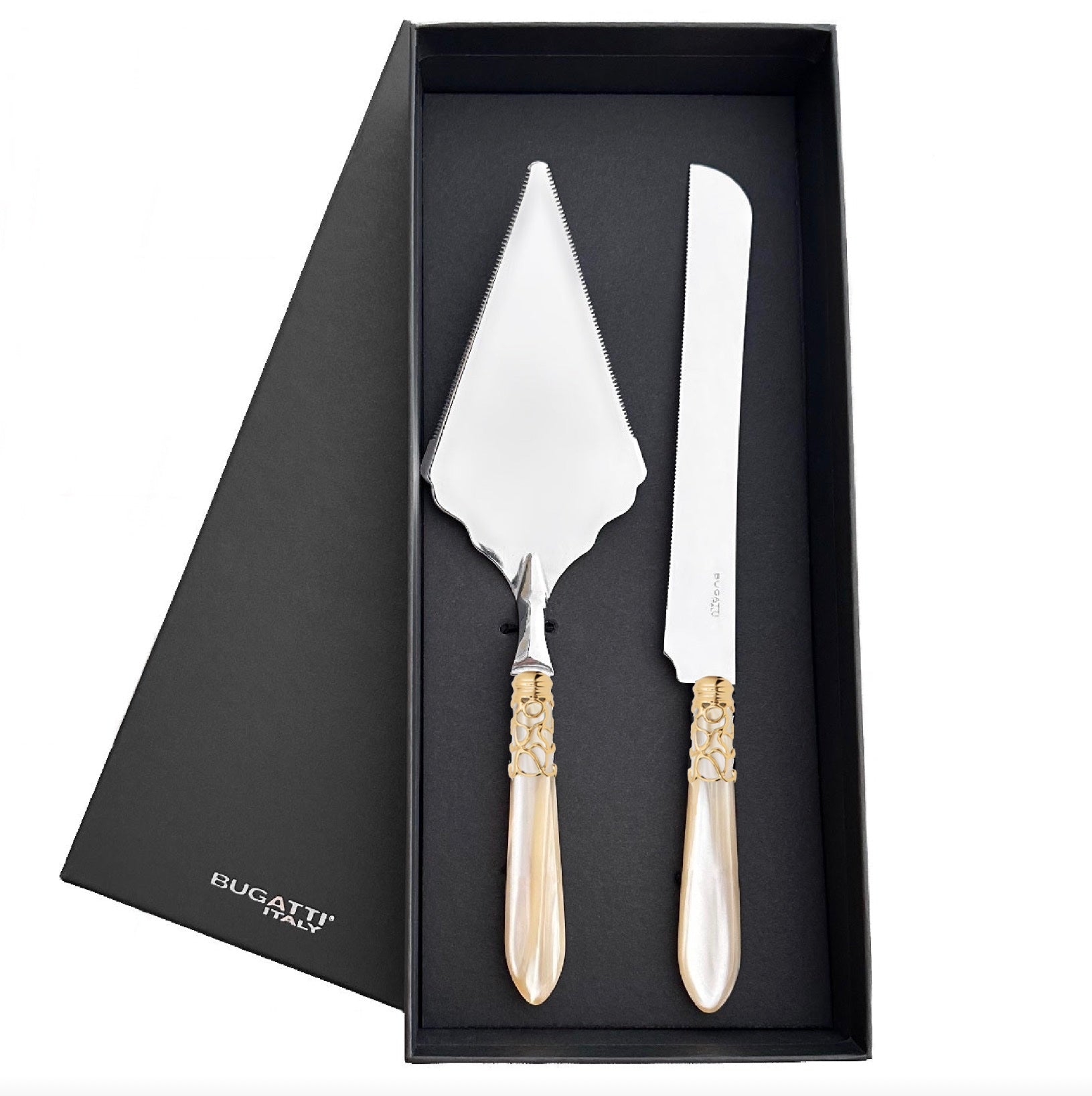 Melodia Gold Large 2 Piece Cake Serving set - Ivory