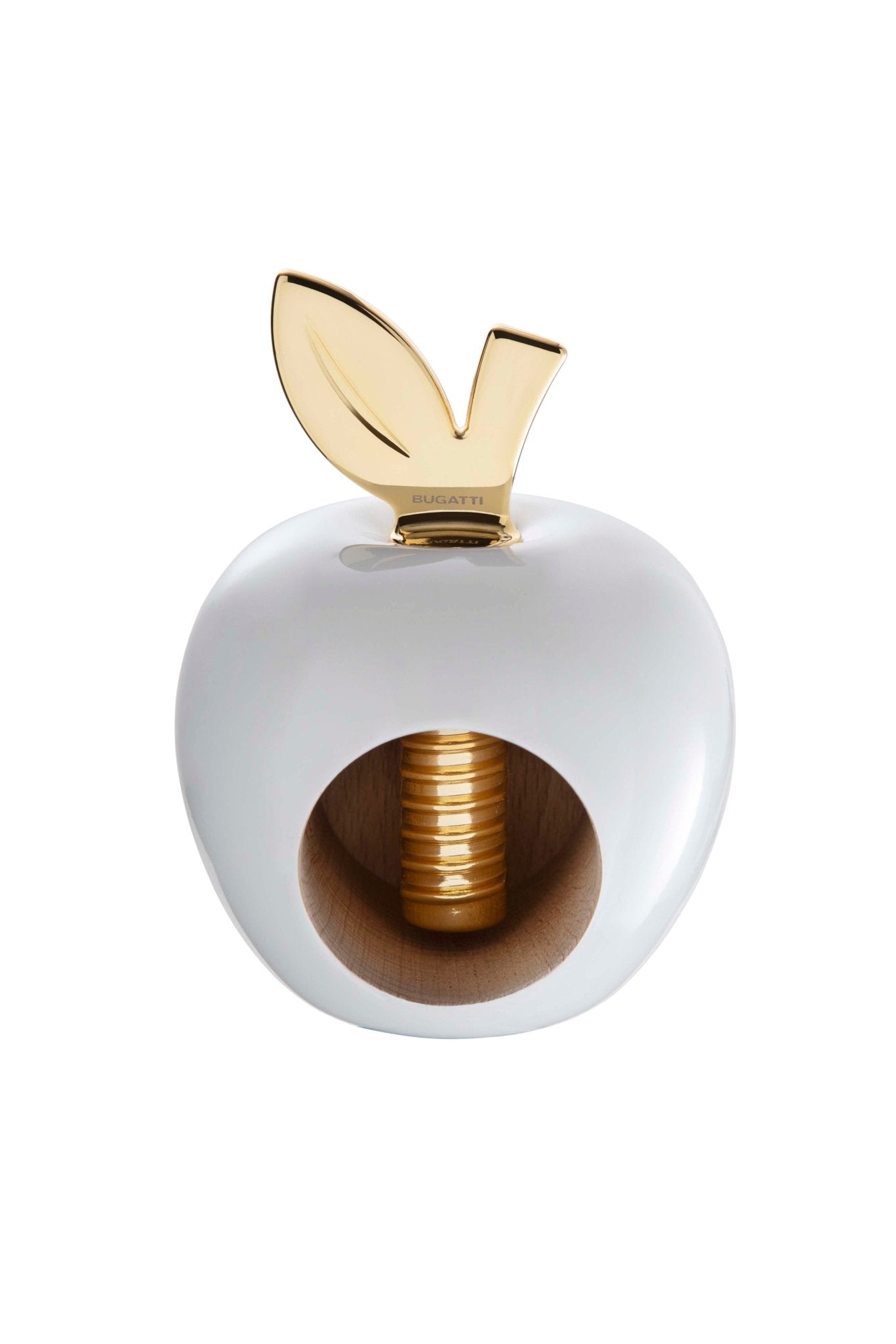 EDEN apple Nut Cracker white shiny, gold leaf-Casa Bugatti USA