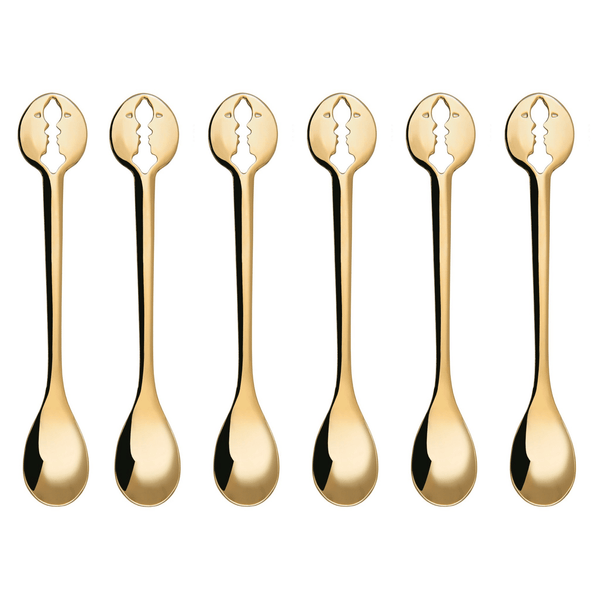 Kiss Gold Plated 6 Piece Moka Spoon Set