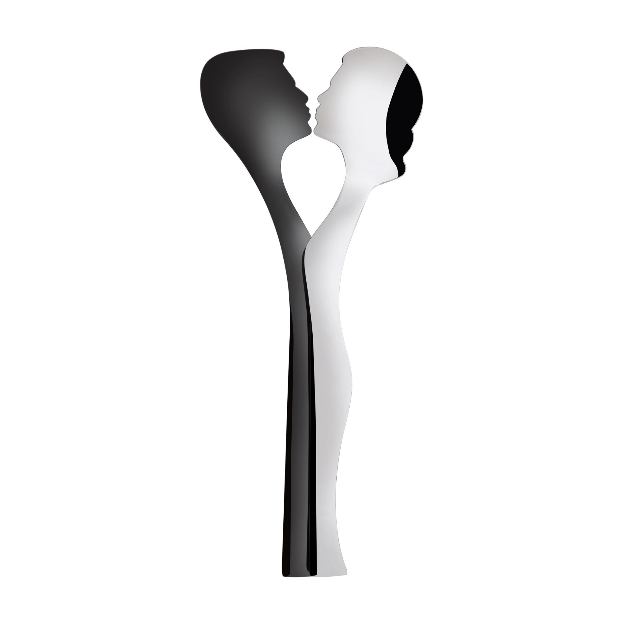 Abbraccio 2 Piece Salad Servers silver / black-Casa Bugatti USA