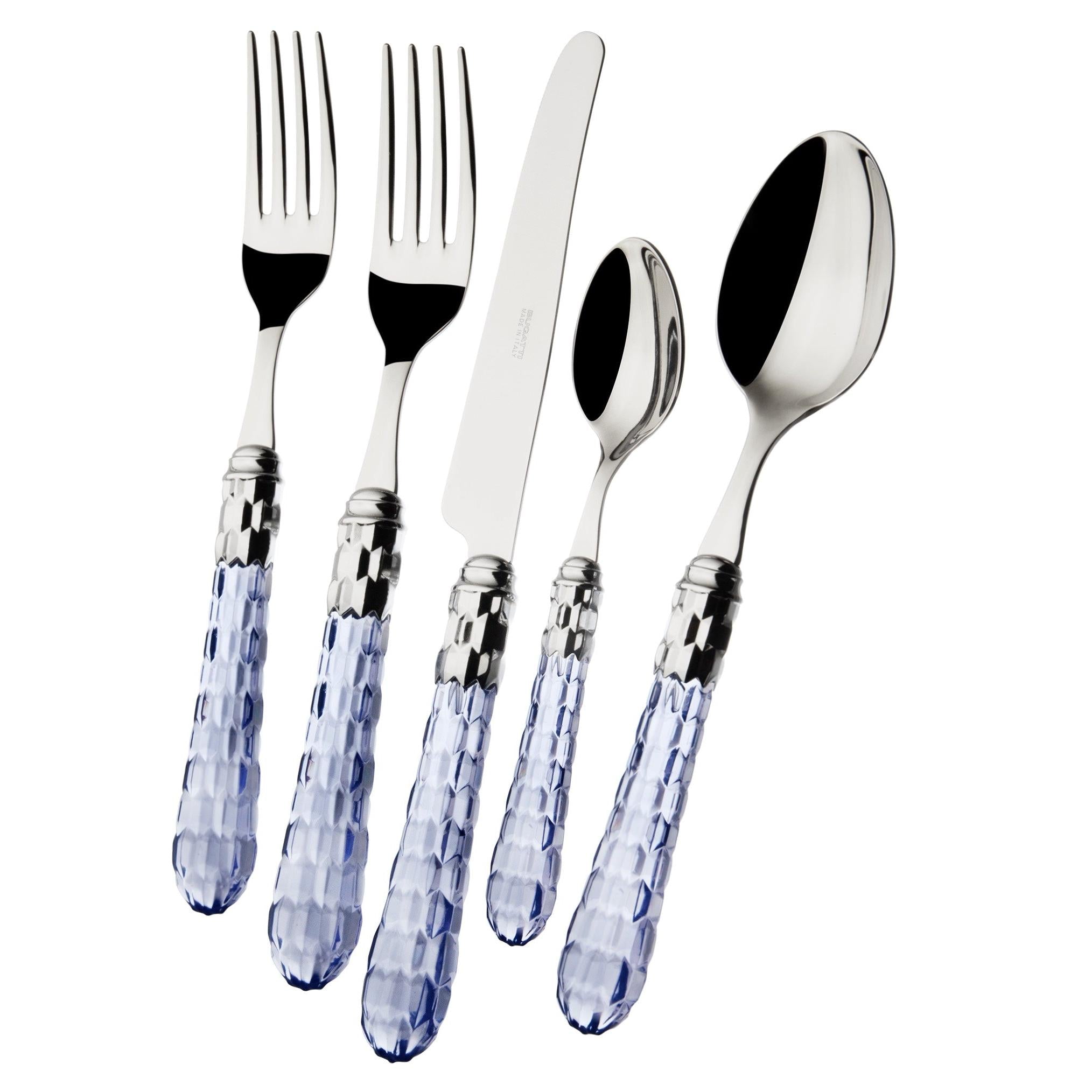 Cristallo Brilliant 5 Piece Place setting, Blue Clear — Casa Bugatti