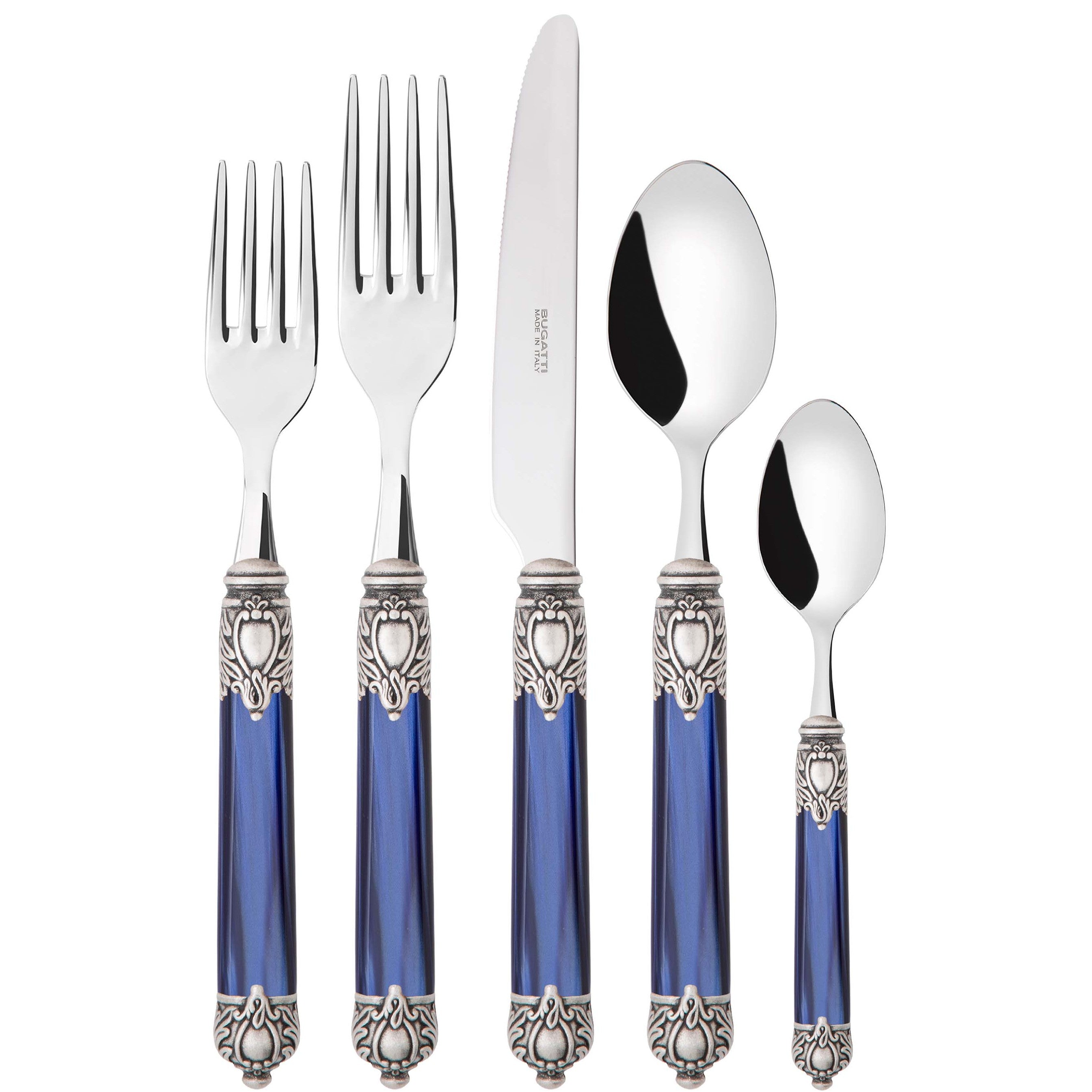 Rinascimento Antique Silver 5 Piece Place Setting, Royal Blue — Casa Bugatti