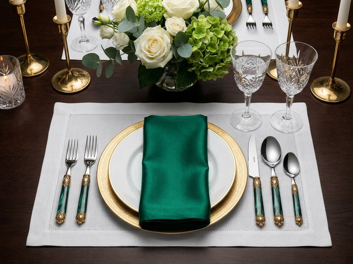 Rinascimento Antique Gold 5 Piece Place Setting - Emerald Green