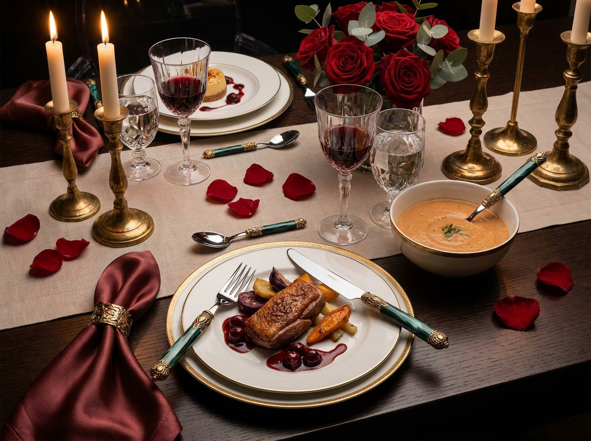 Rinascimento Antique Gold 5 Piece Place Setting - Emerald Green