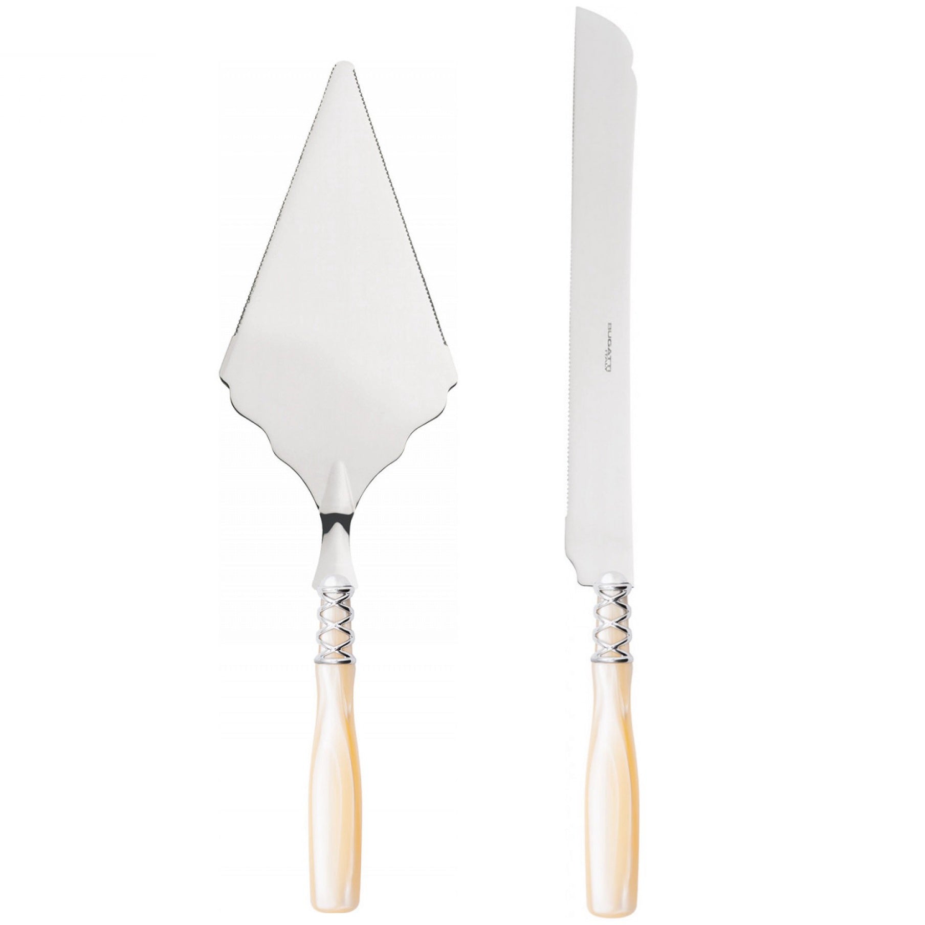 Arianna Brilliant 2 Piece Large Cake Serving Set serrated - Ivory-Casa Bugatti USA