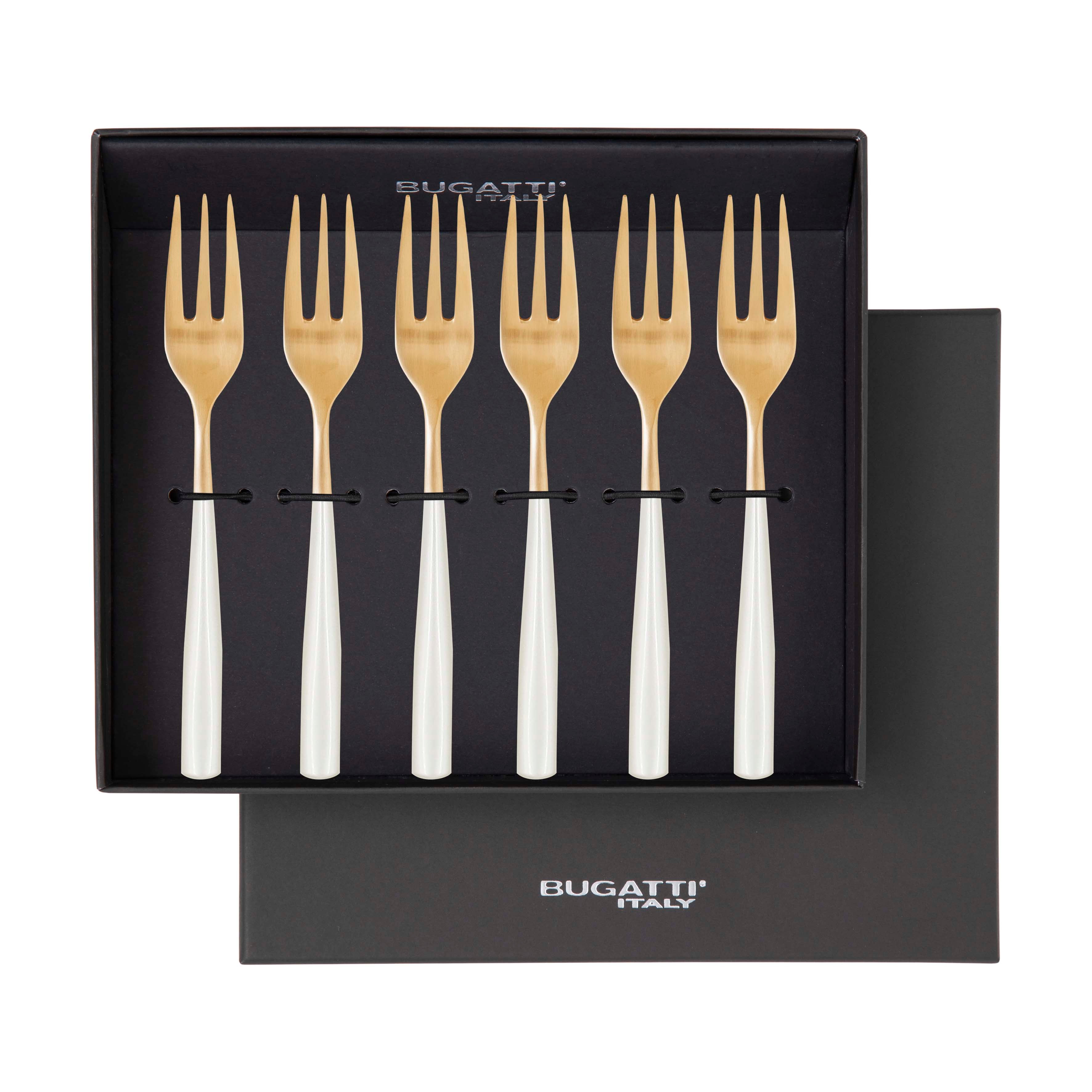 Athena Gold Cocktail Fork Set - Ivory Pearl