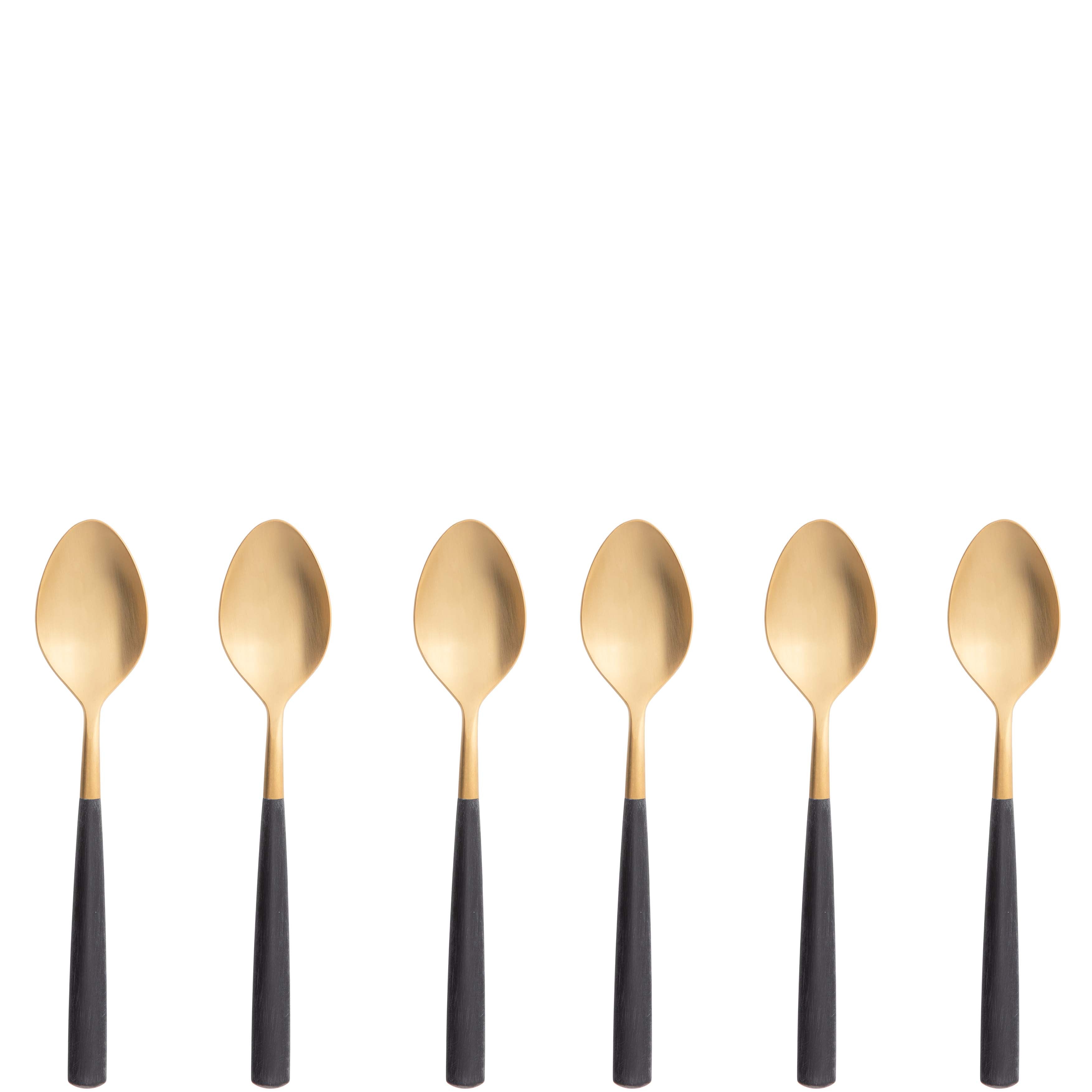 Athena Gold Coffee Spoon Set - Black Matte