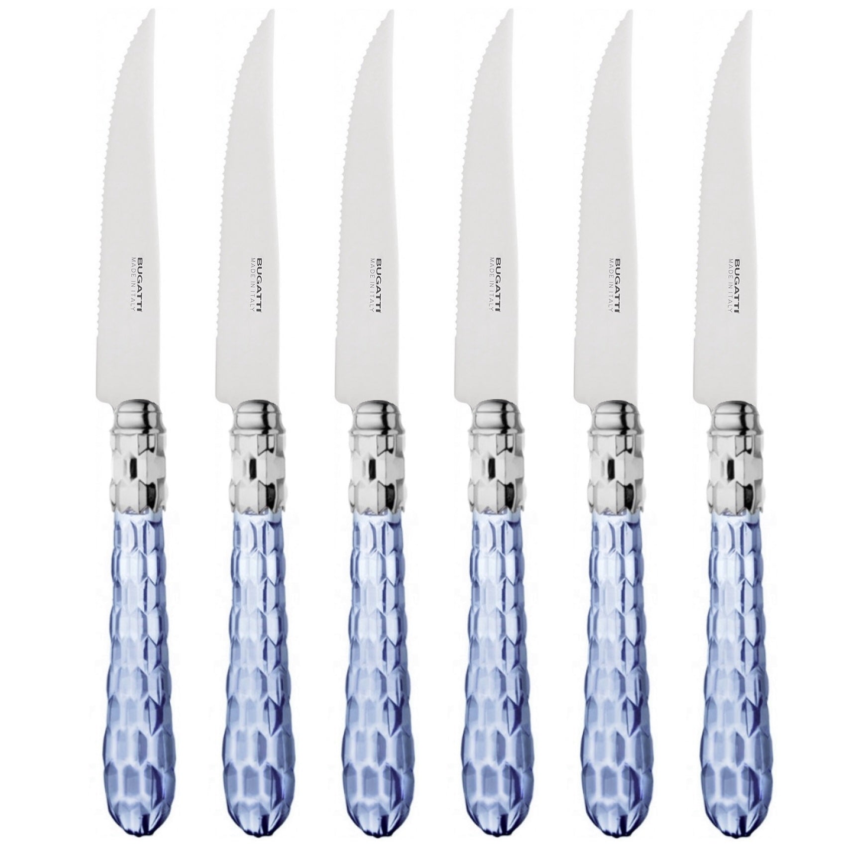 Cristallo Brilliant 6 Piece Steak knife Set - Blue Clear