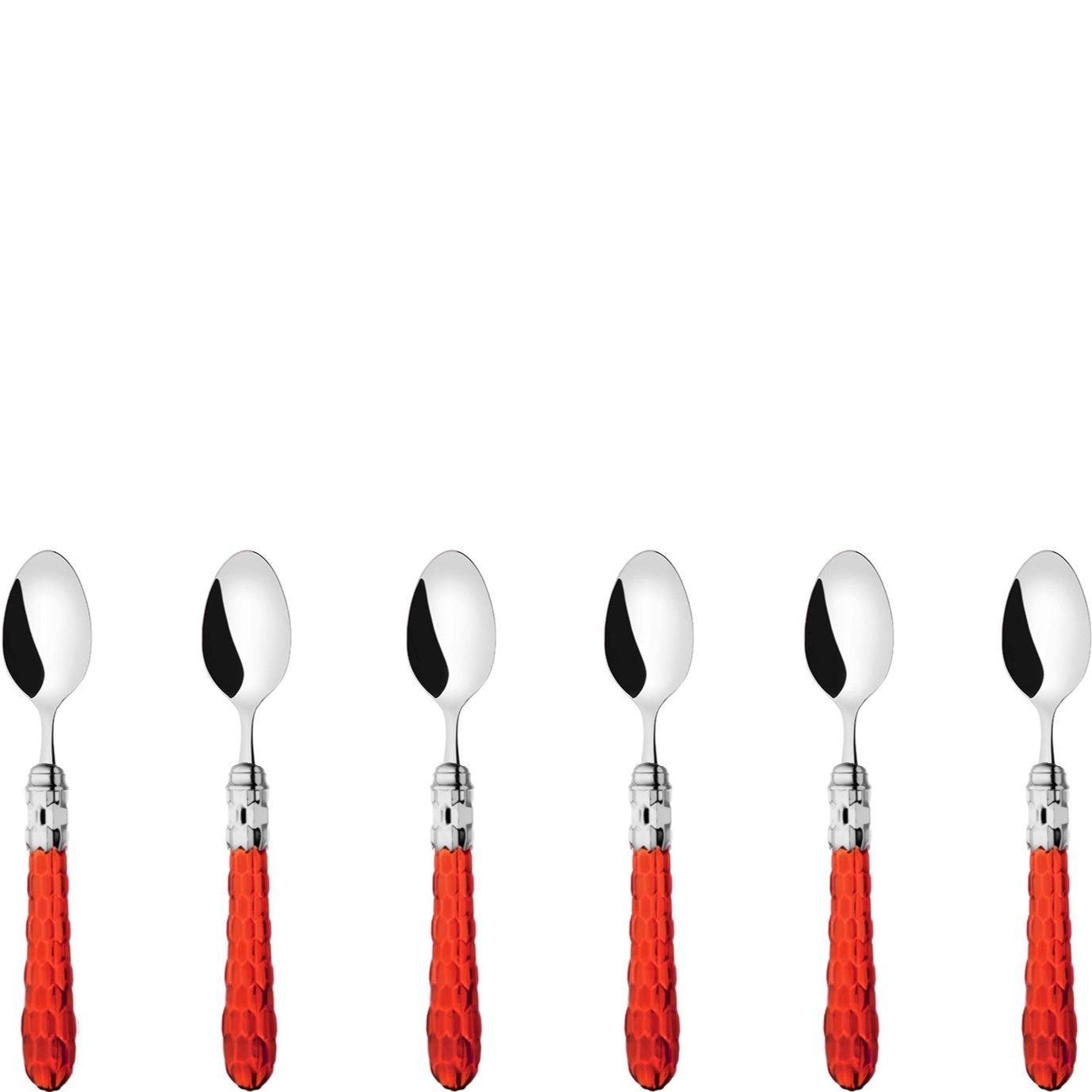 Cristallo Brilliant 6 Piece Moka Spoon Set in gift box Red Clear