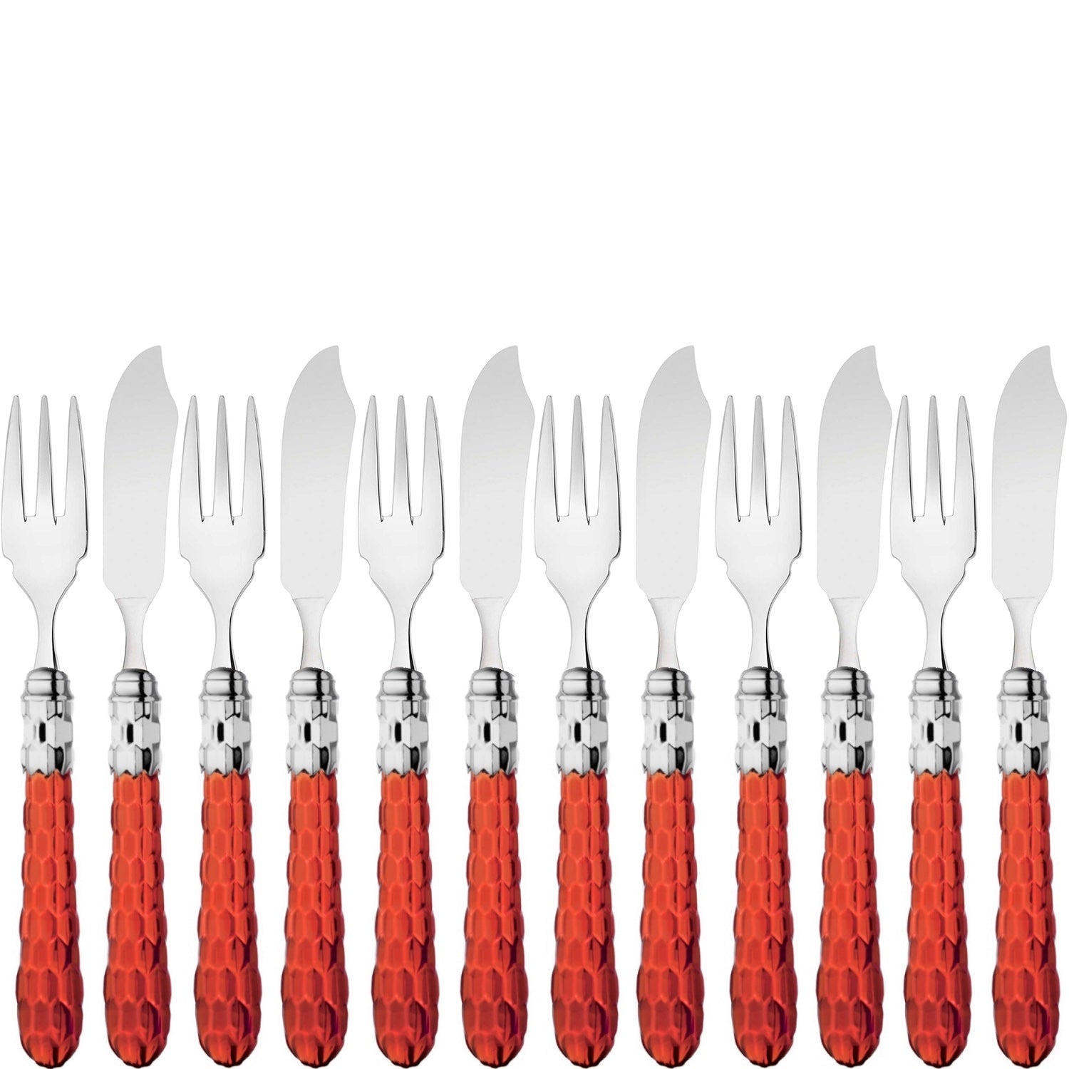 Cristallo Brilliant 12 Piece Fish Set - Red Clear