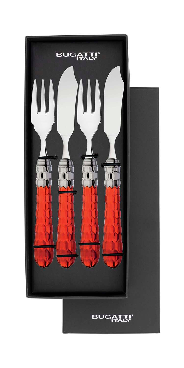 Cristallo Brilliant 12 Piece Fish Set - Red Clear