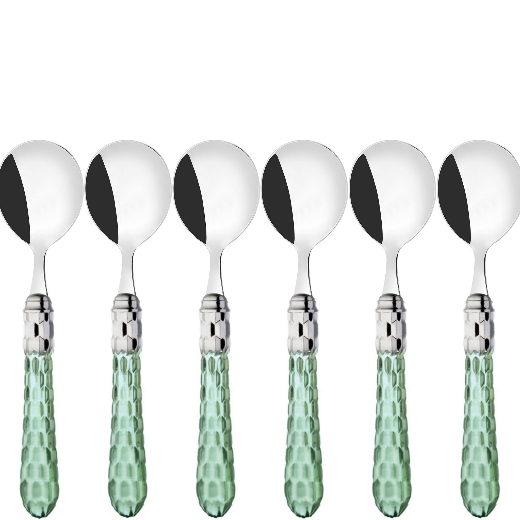 Cristallo Brilliant Soup Spoons Set - Green Clear