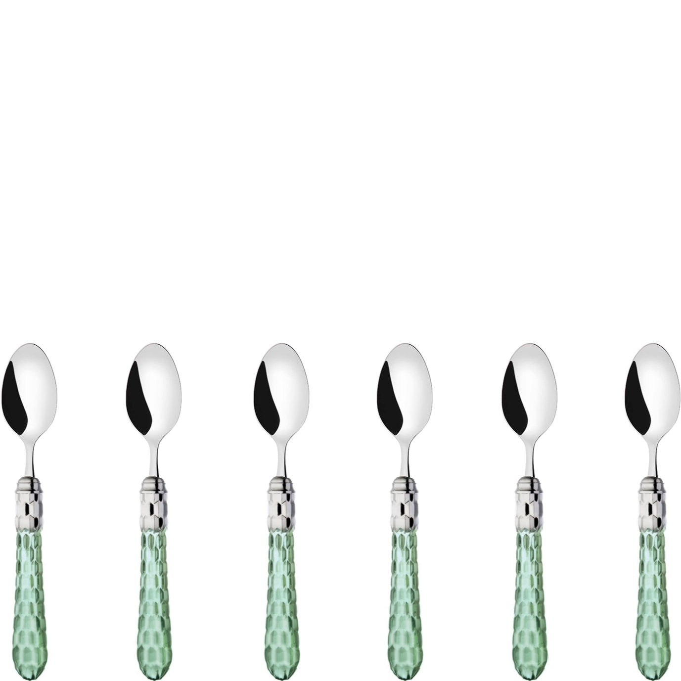 Cristallo Brilliant 6 Piece Moka Spoon Set in gift box Green Clear