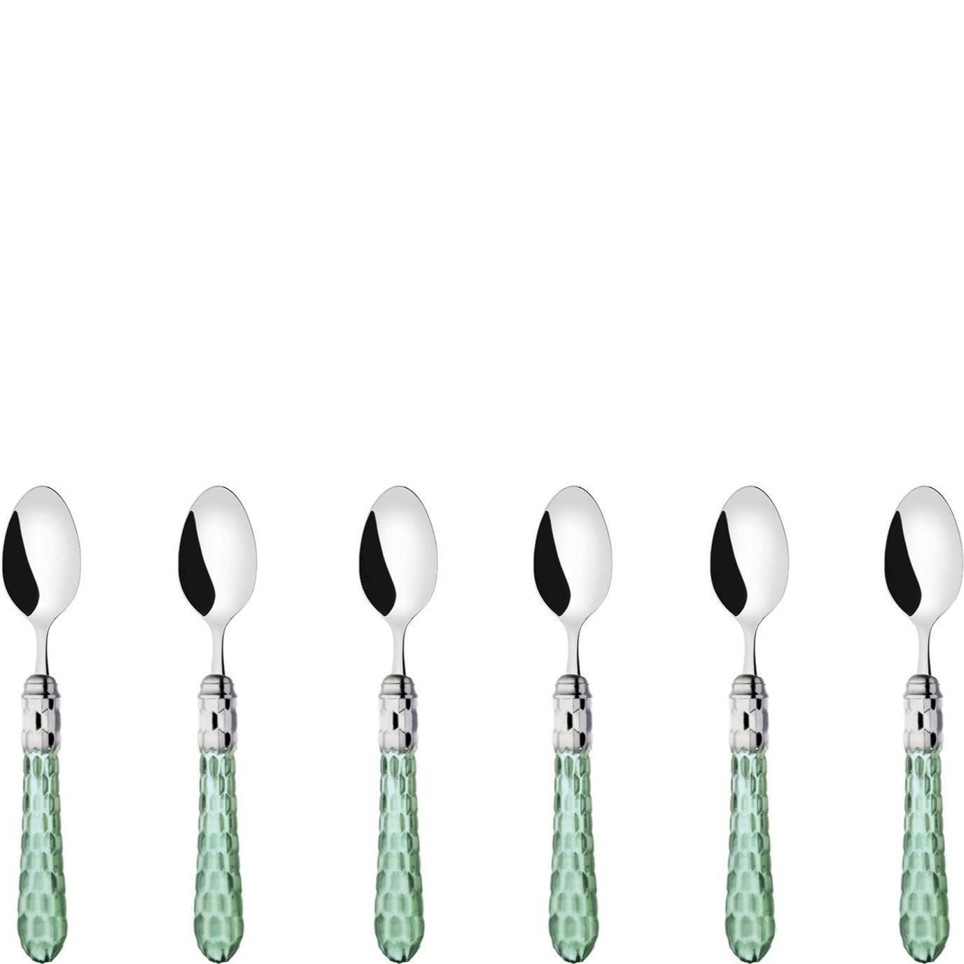 Cristallo Brilliant 6 Piece Moka Spoon Set in gift box Green Clear