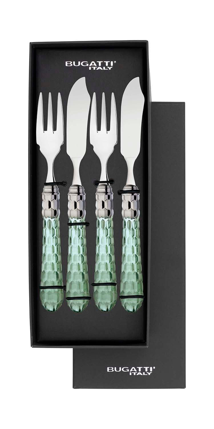 Cristallo Brilliant 12 Piece Fish Set - Green Clear