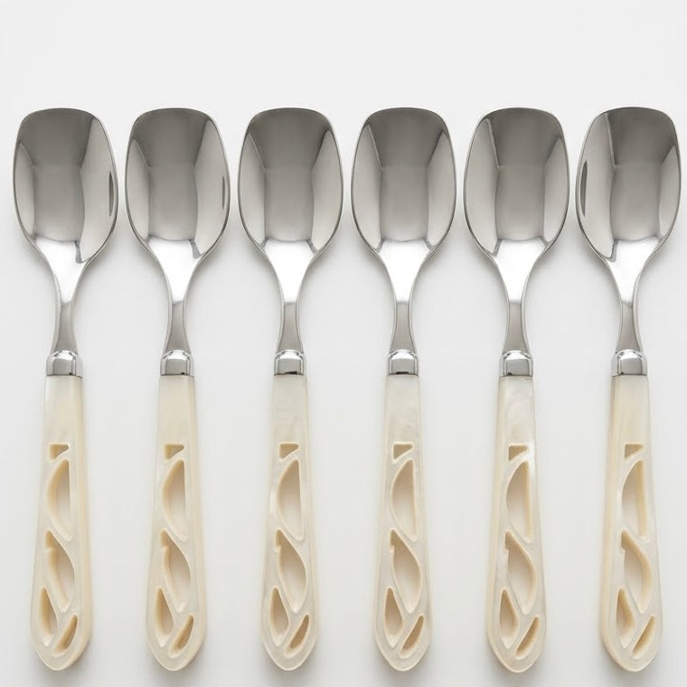 Vanita 6 Piece Ice Cream Spoon Set - Ivory