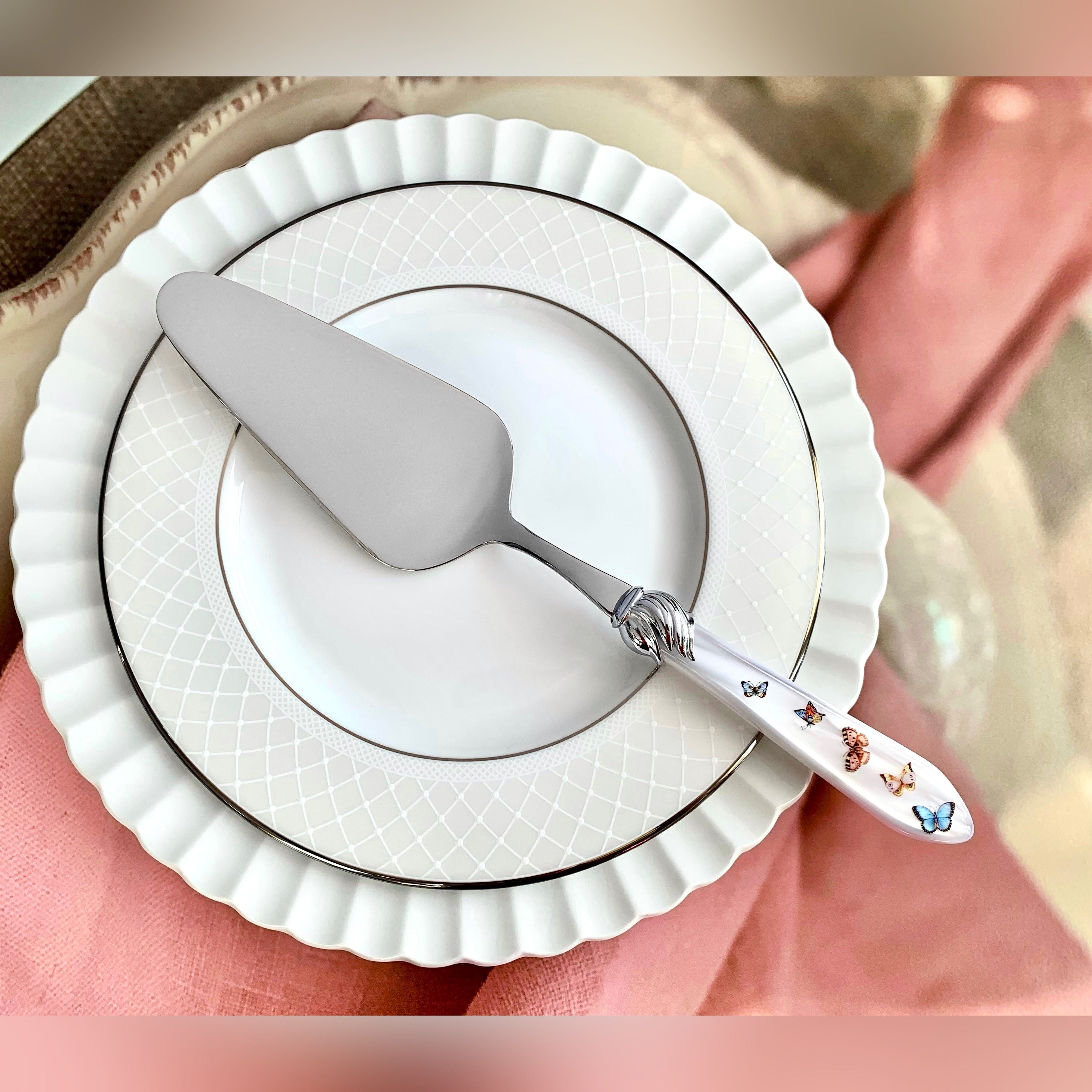Falabella Butterflies 2 Piece Cake Serving Set in gift box