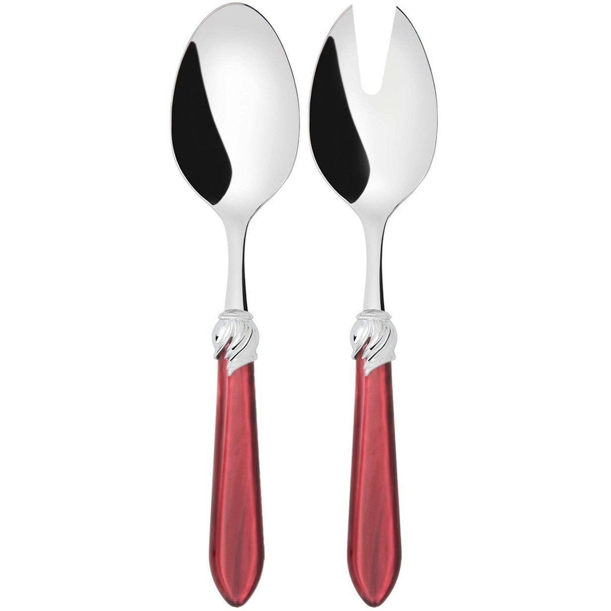 Falabella Brilliant 2 Piece Salad Servers - Burgundy