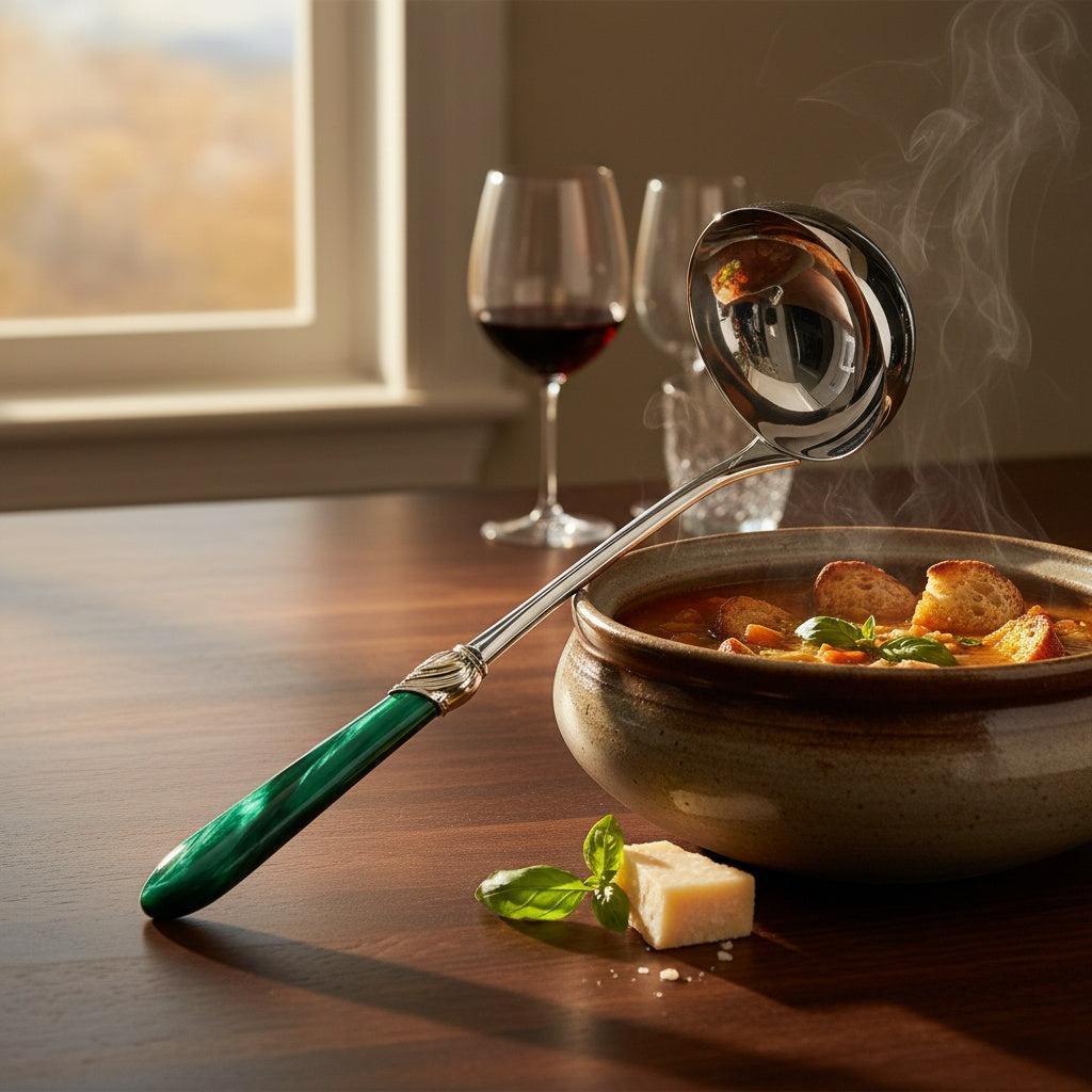 Falabella Brilliant Soup Ladle - Emerald Green-Casa Bugatti USA