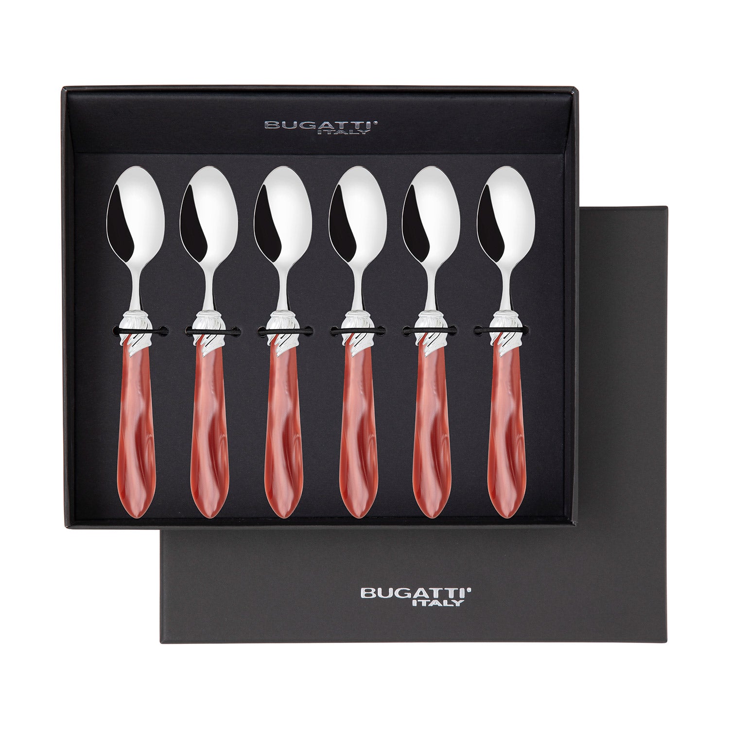 Falabella Brilliant 6 Piece Moka Spoon Set in gift box rust