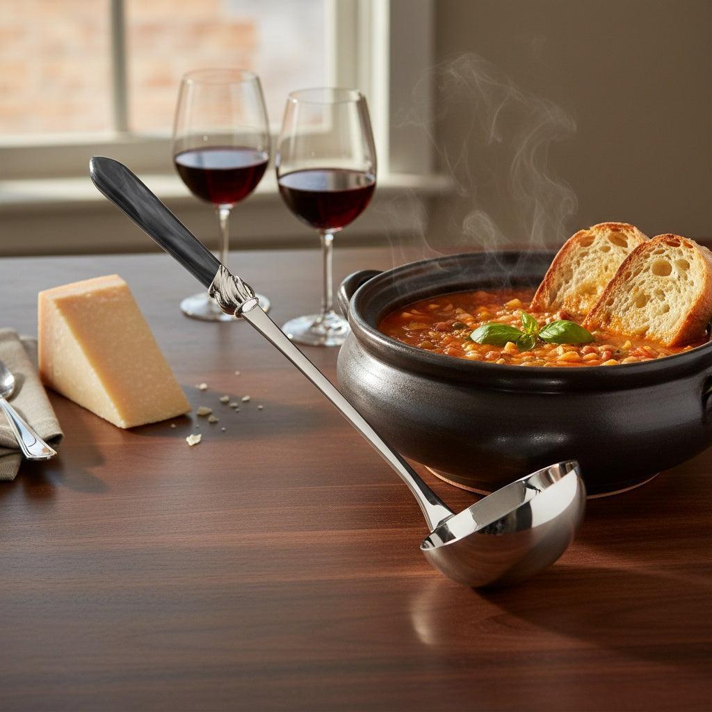 Falabella Brilliant Soup Ladle - Charcoal-Casa Bugatti USA