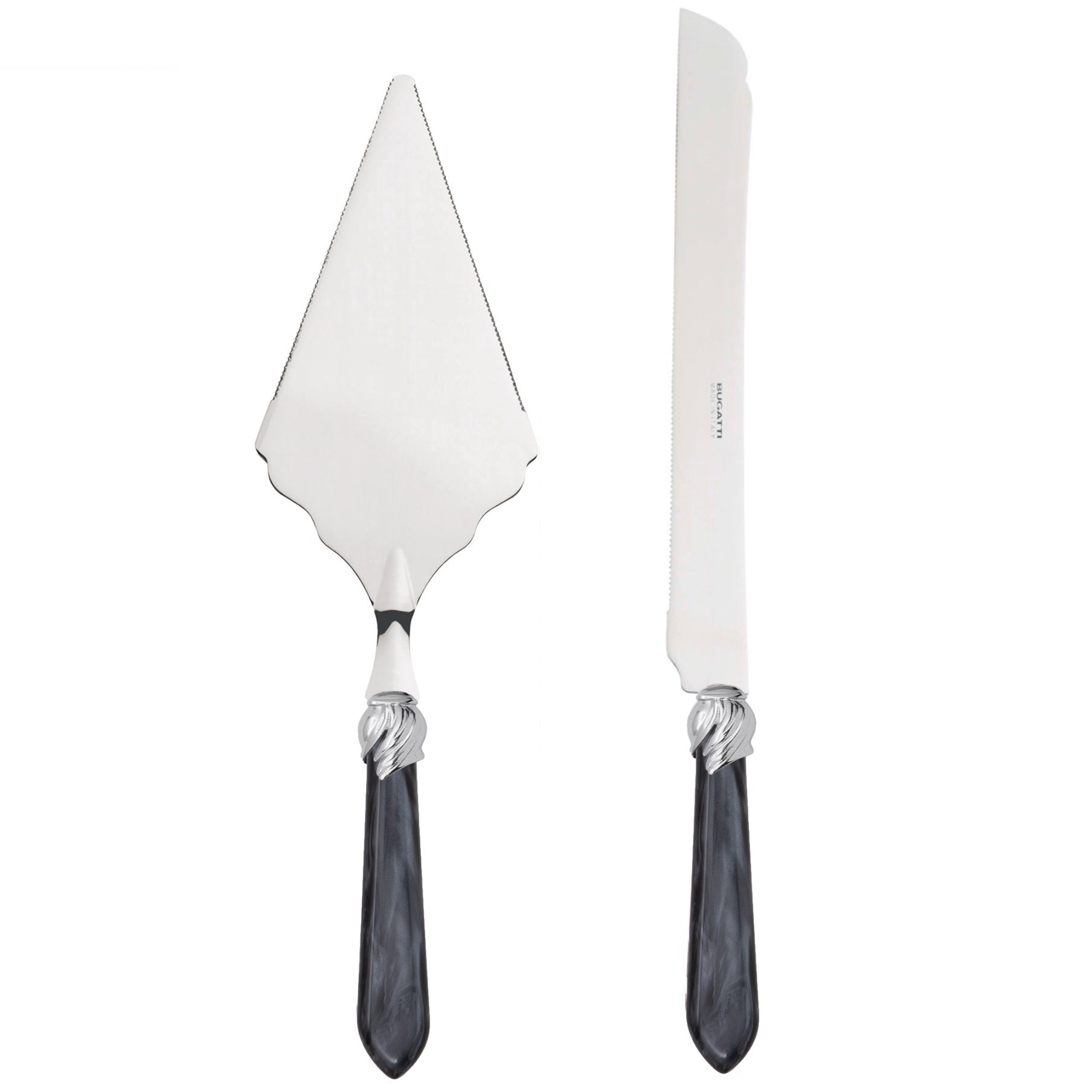 Falabella Brilliant 2 Piece Large Cake Serving Set serrated - Charcoal