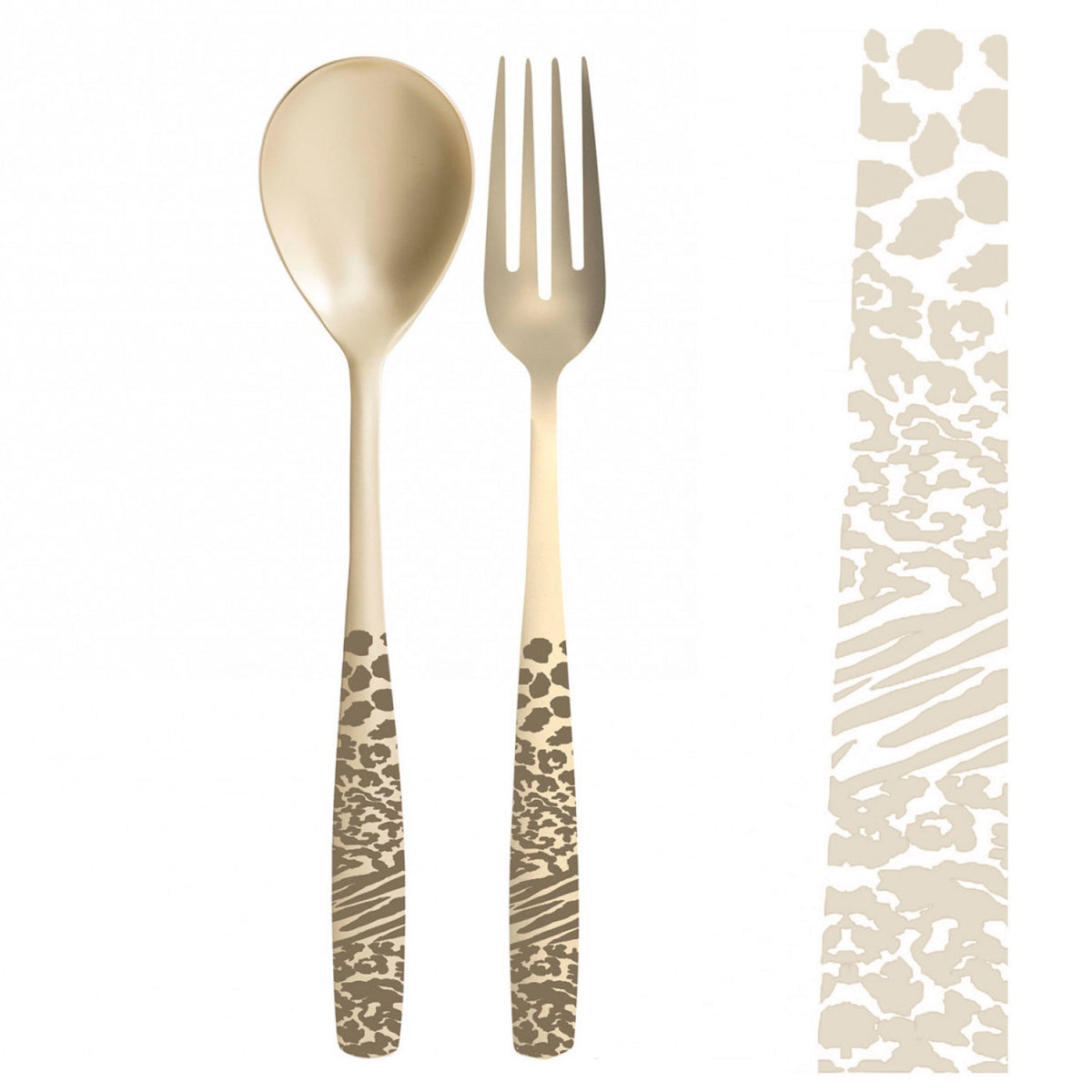 Riviera Animal Print Champagne Matte PVD 2 Piece Serving Set