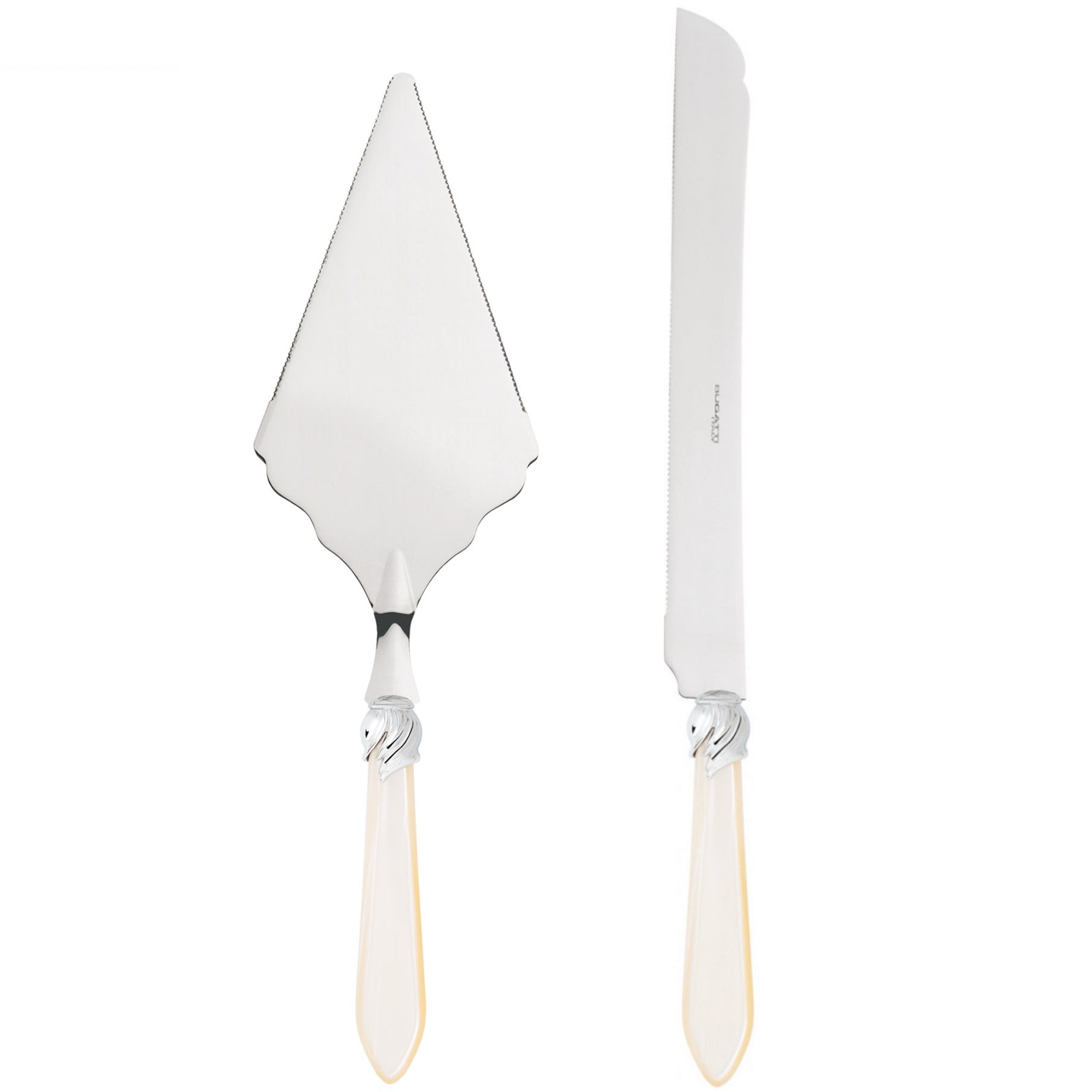 Falabella Brilliant 2 Piece Large Cake Serving Set serrated - Ivory-Casa Bugatti USA