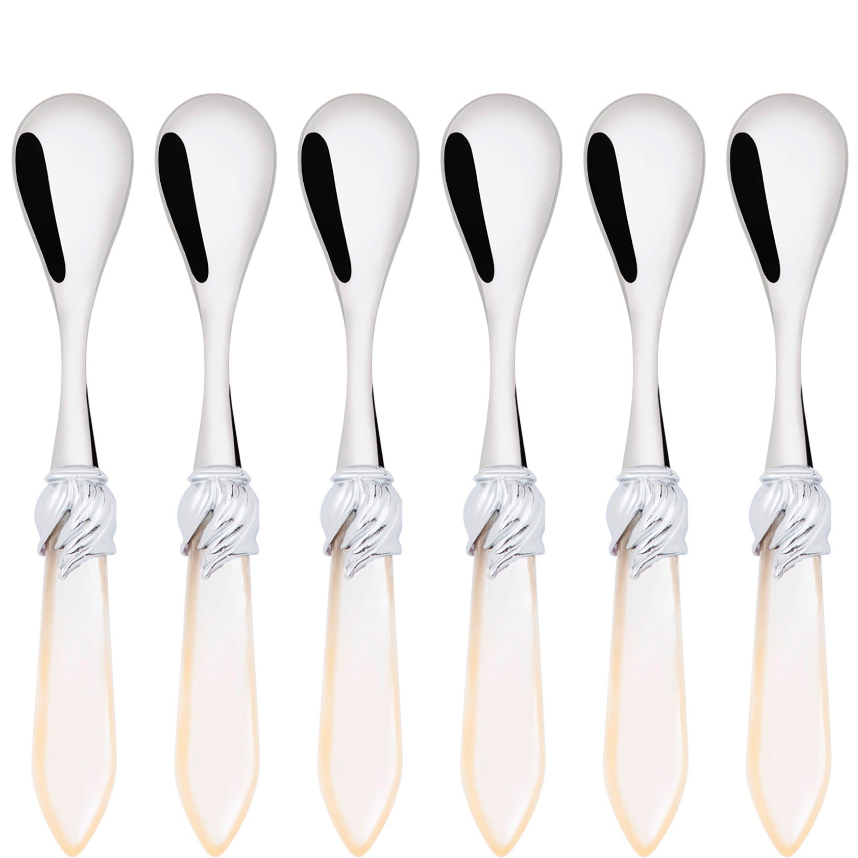 Falabella Brilliant "Mokino" 6 Piece Moka Spoon Set Ivory