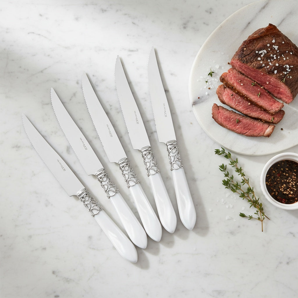 Melodia Brilliant 6 Piece Steak knife Set - White