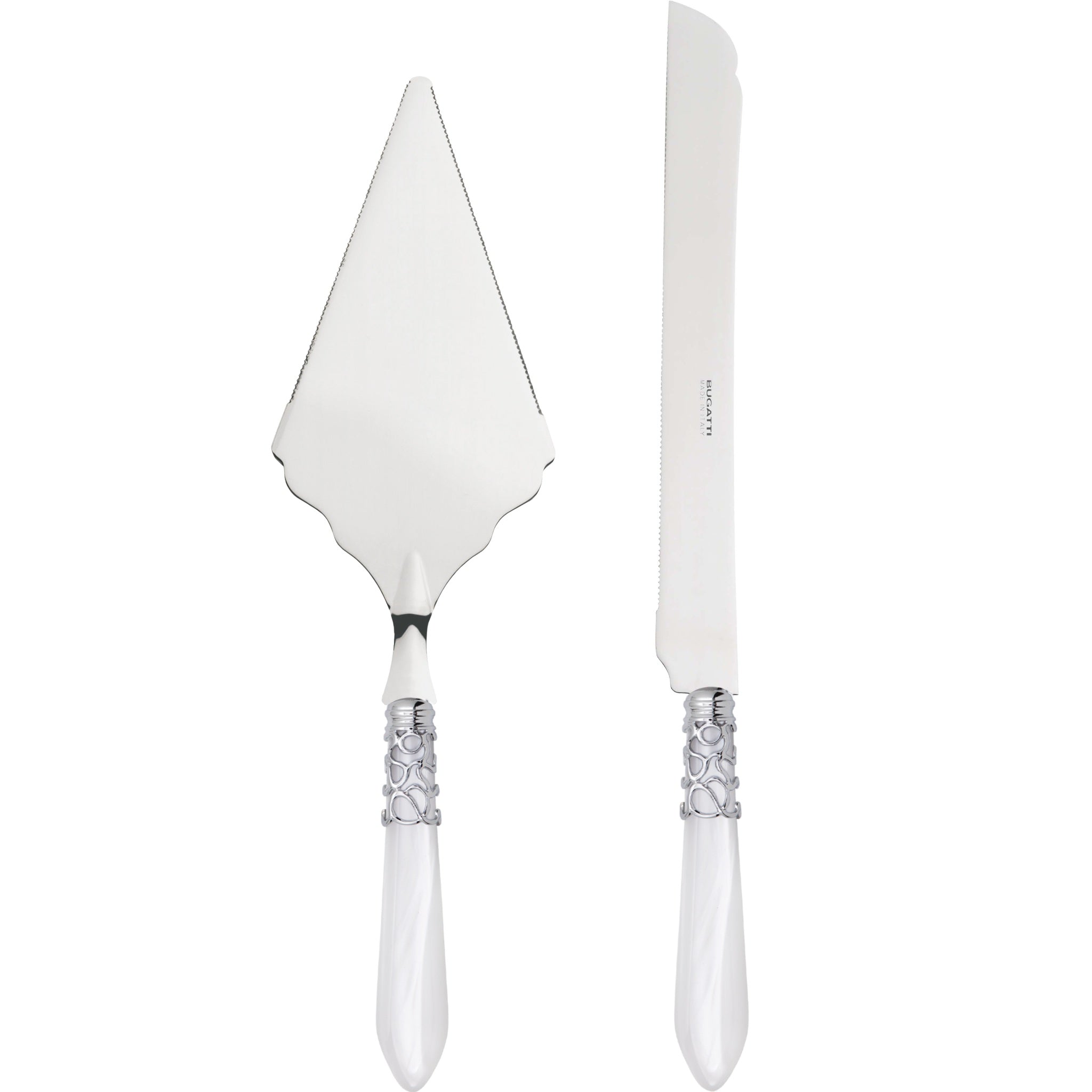 Melodia Brilliant 2 Piece Large Cake Serving Set serrated - White