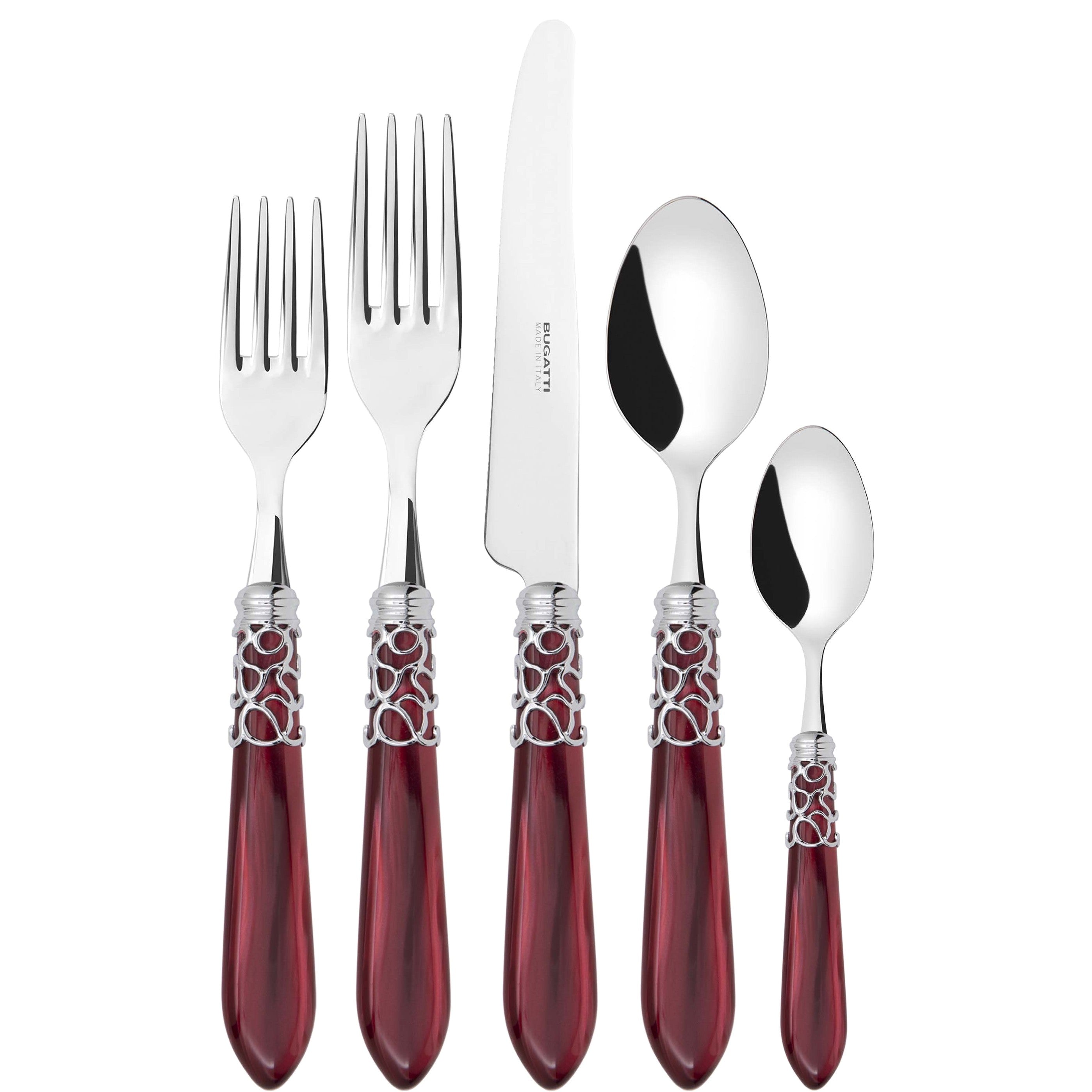 Melodia Brilliant 5 Piece Place setting - burgundy-Casa Bugatti USA