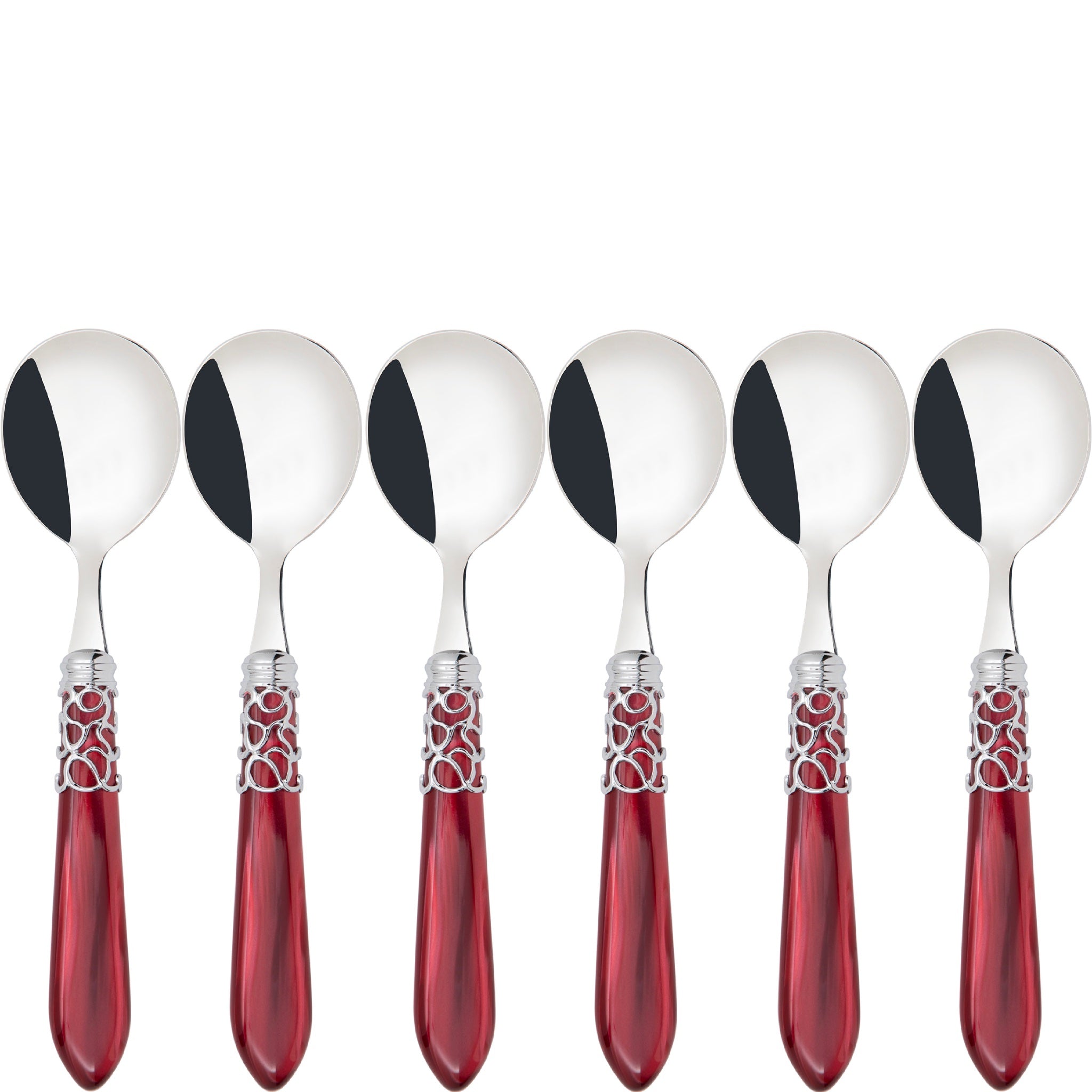 Melodia Brilliant Soup Spoons Set - Burgundy