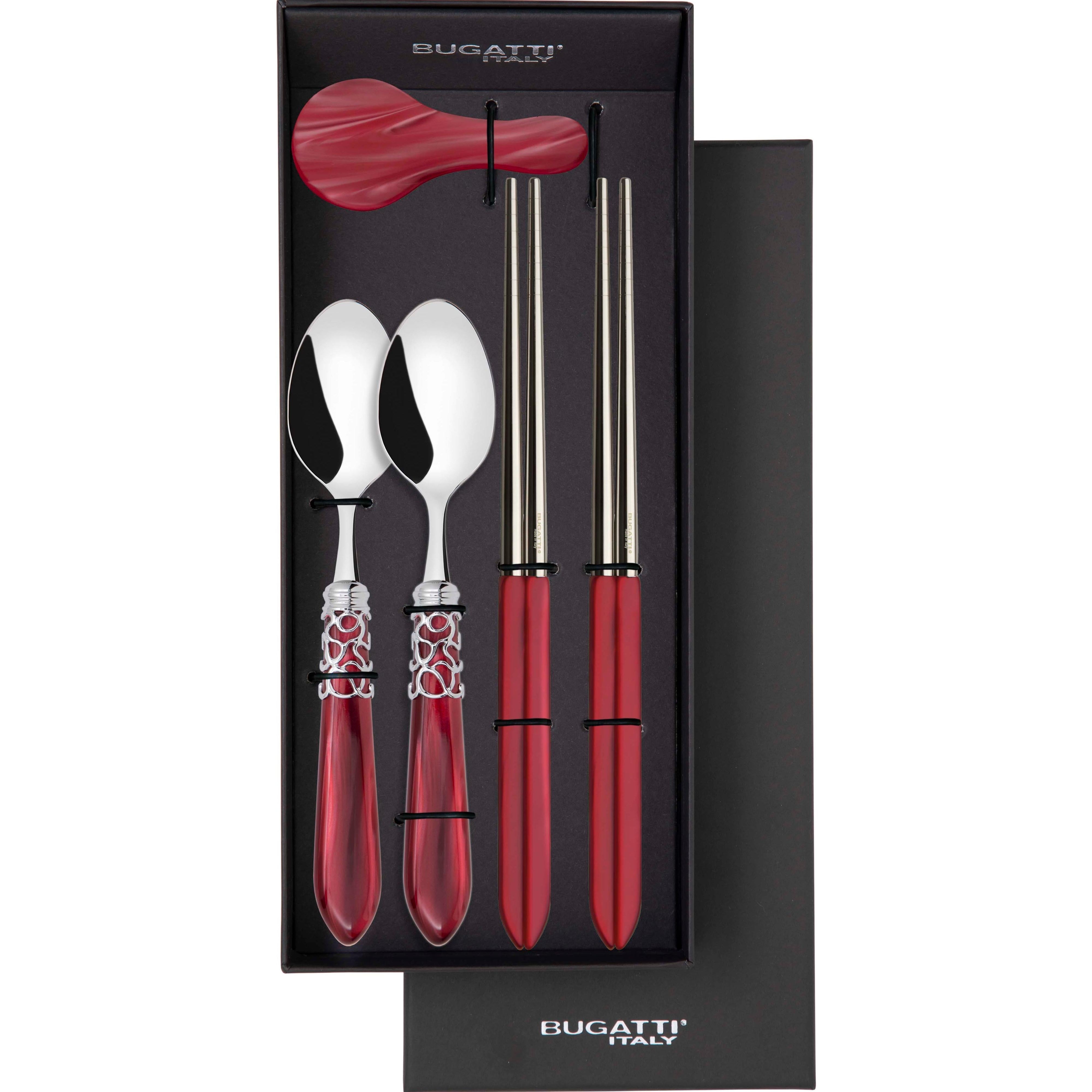 Melodia Brilliant Chopsticks set for 2 - Burgundy-Casa Bugatti USA