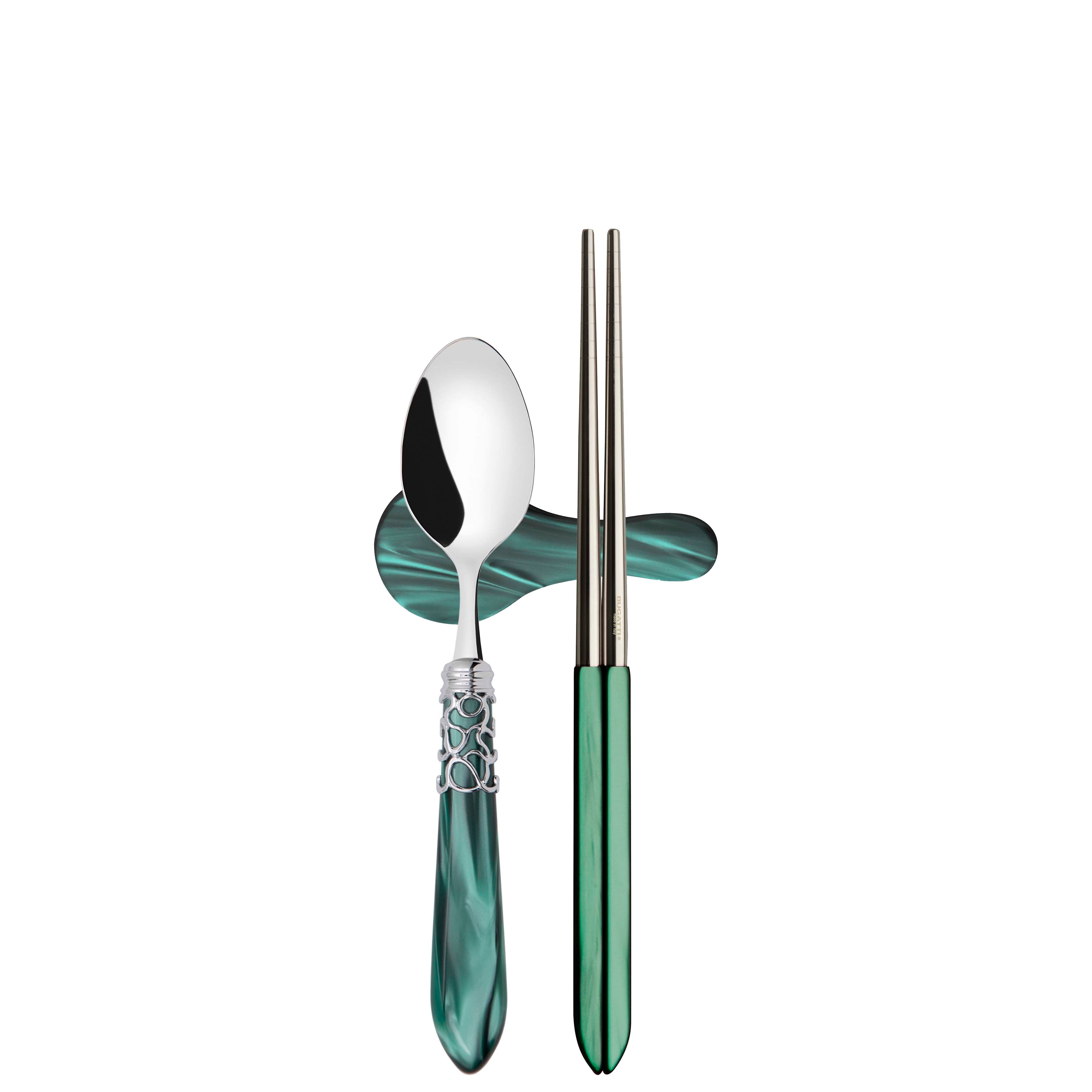 Melodia Brilliant Chopticks set for 1 in gift box - Emerald Green