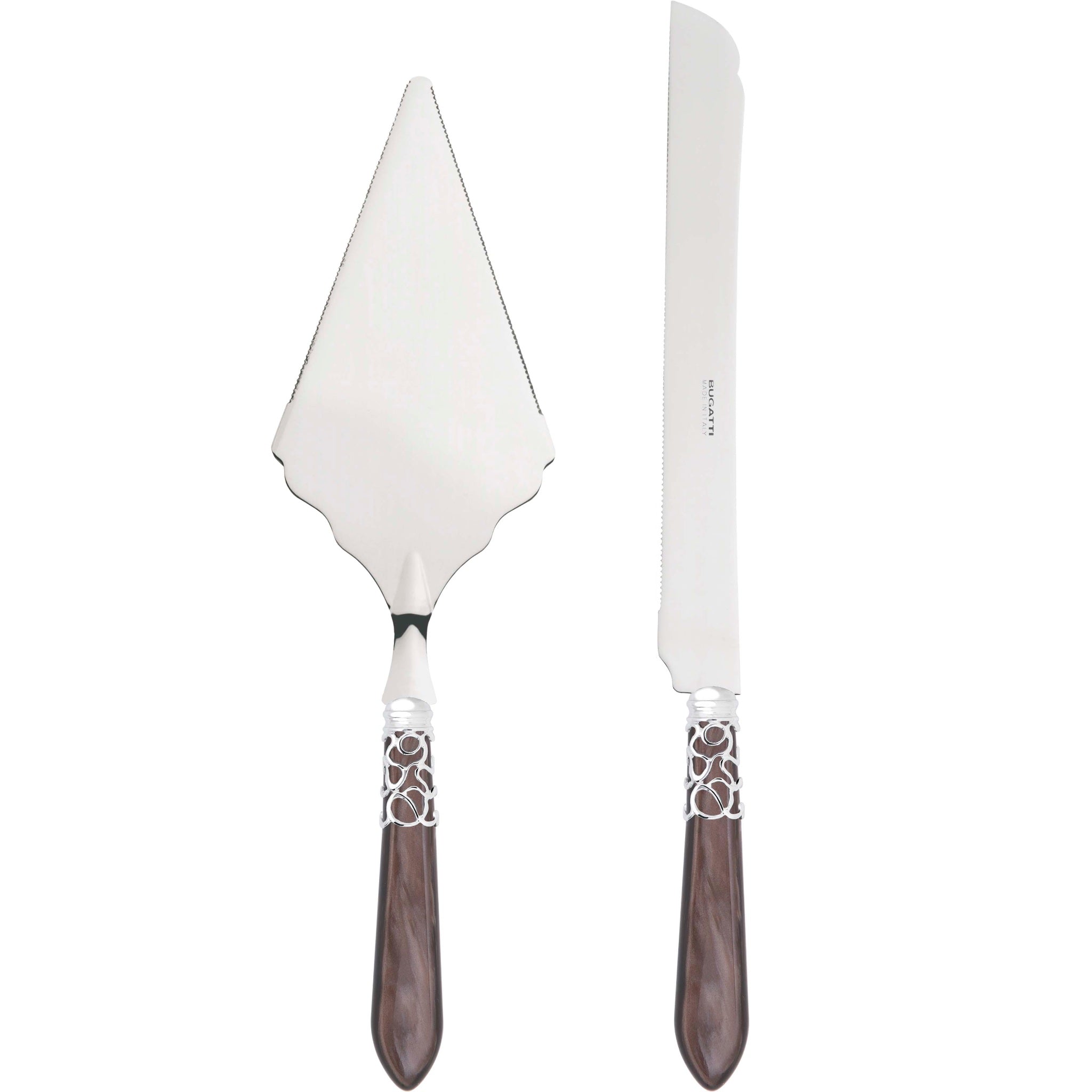 Melodia Brilliant 2 Piece Large Cake Serving Set serrated - Chocolate
