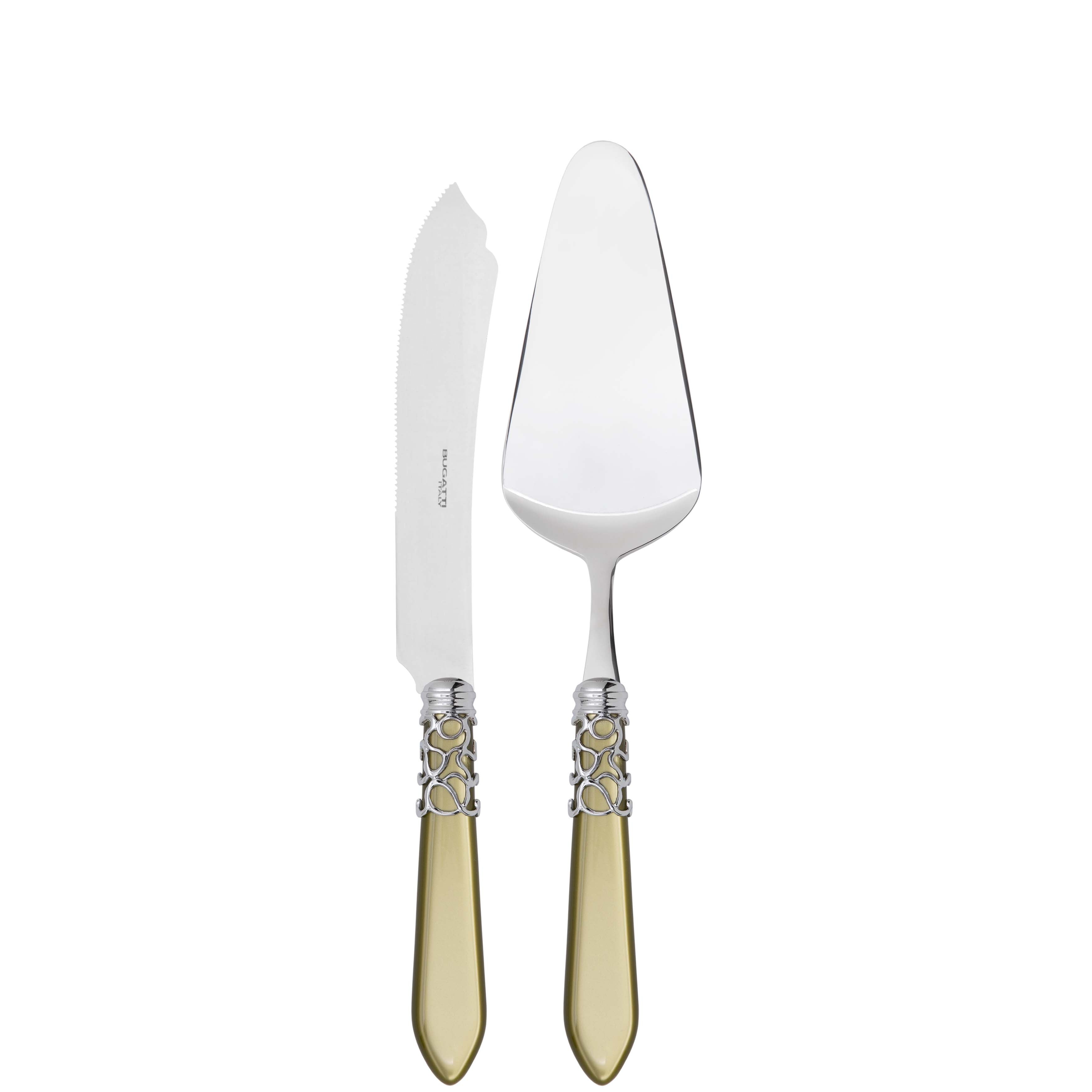 Melodia Brilliant 2 Piece Cake Serving set - Chartreuse Green
