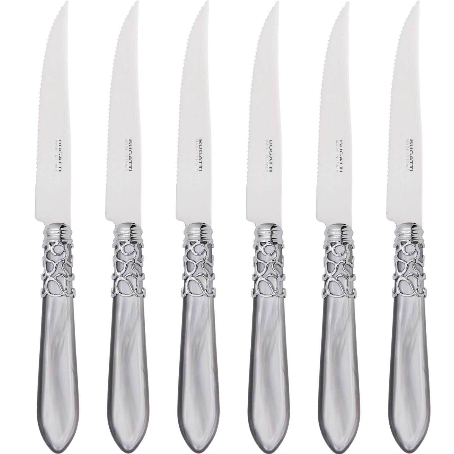 Melodia Brilliant 6 Piece Steak knife Set - gray-Casa Bugatti USA