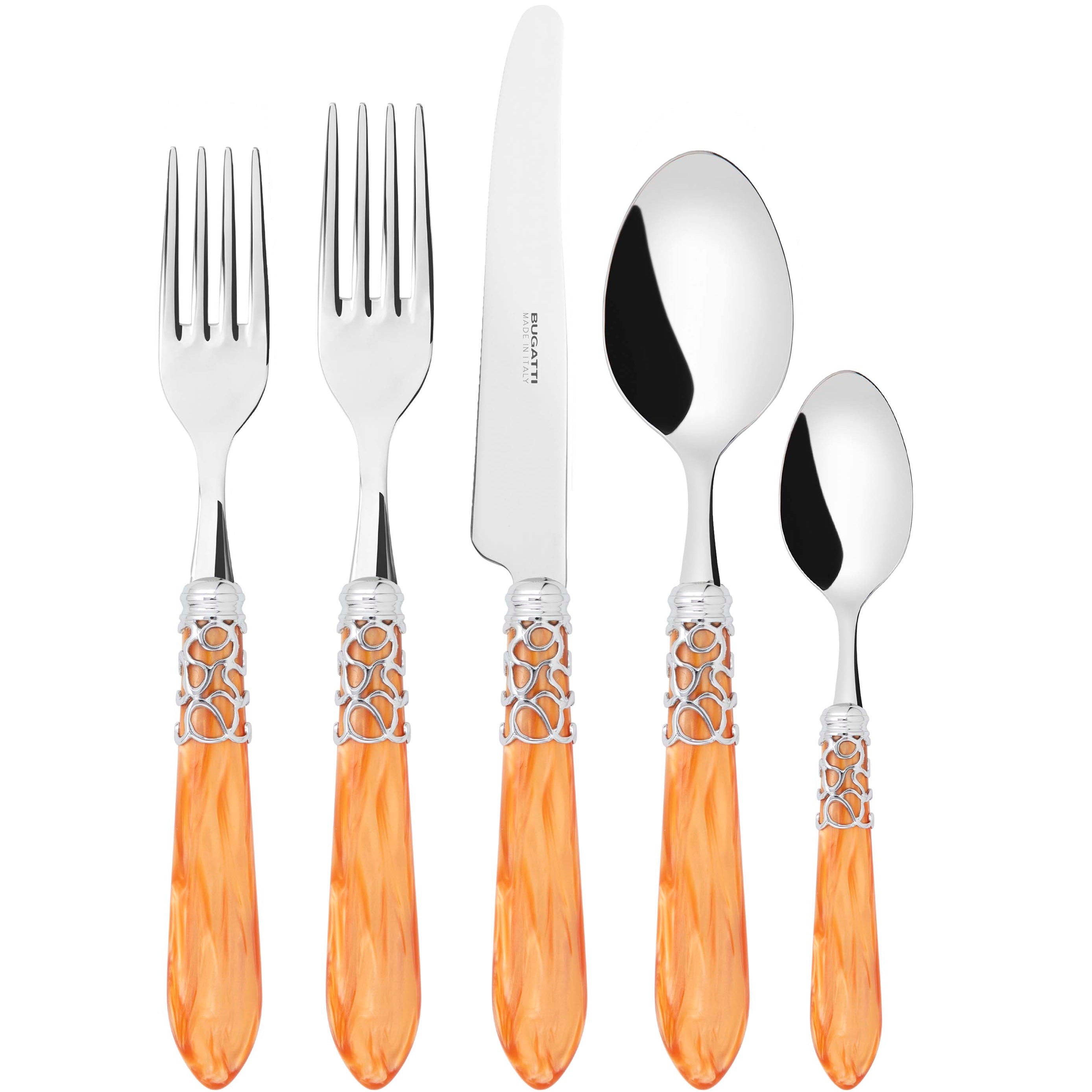 Melodia Brilliant 5 Piece Place setting - Tangerine-Casa Bugatti USA