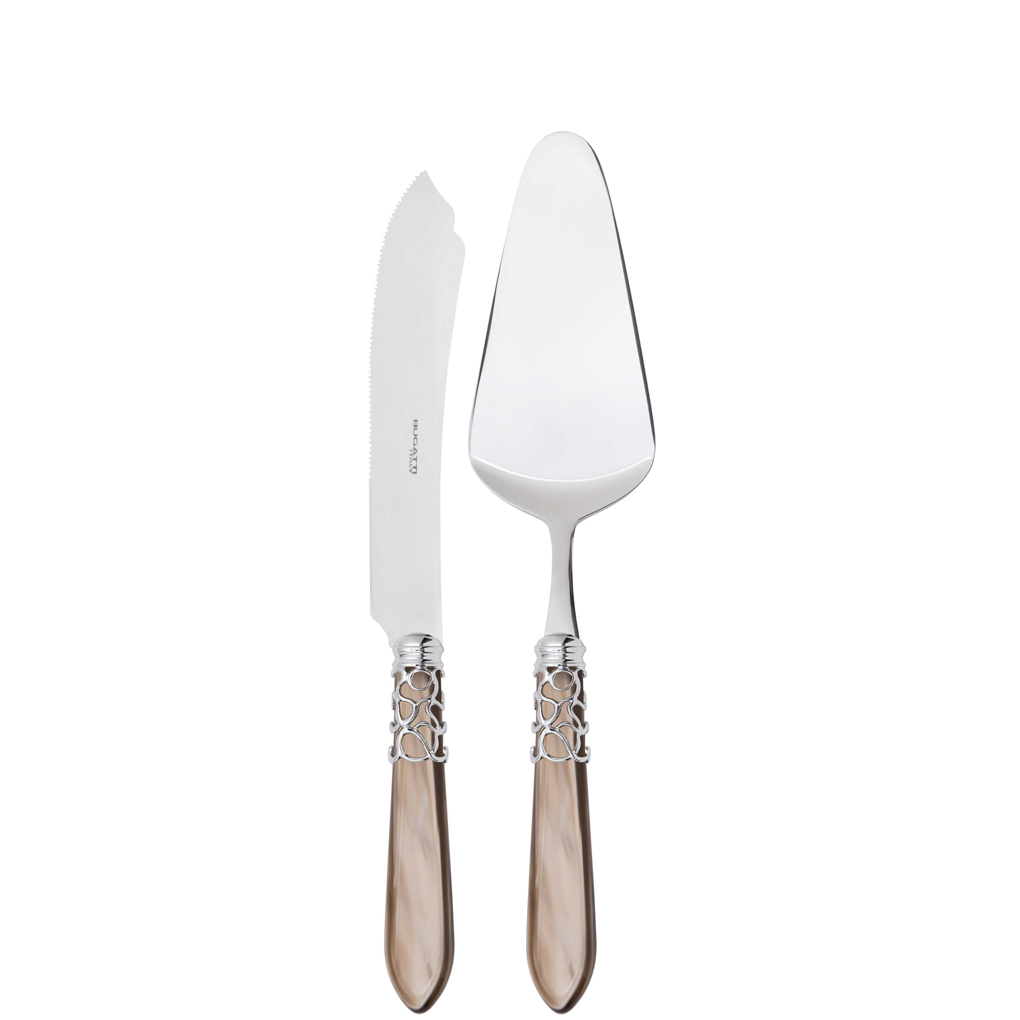 Melodia Brilliant 2 Piece Cake Serving set - Taupe