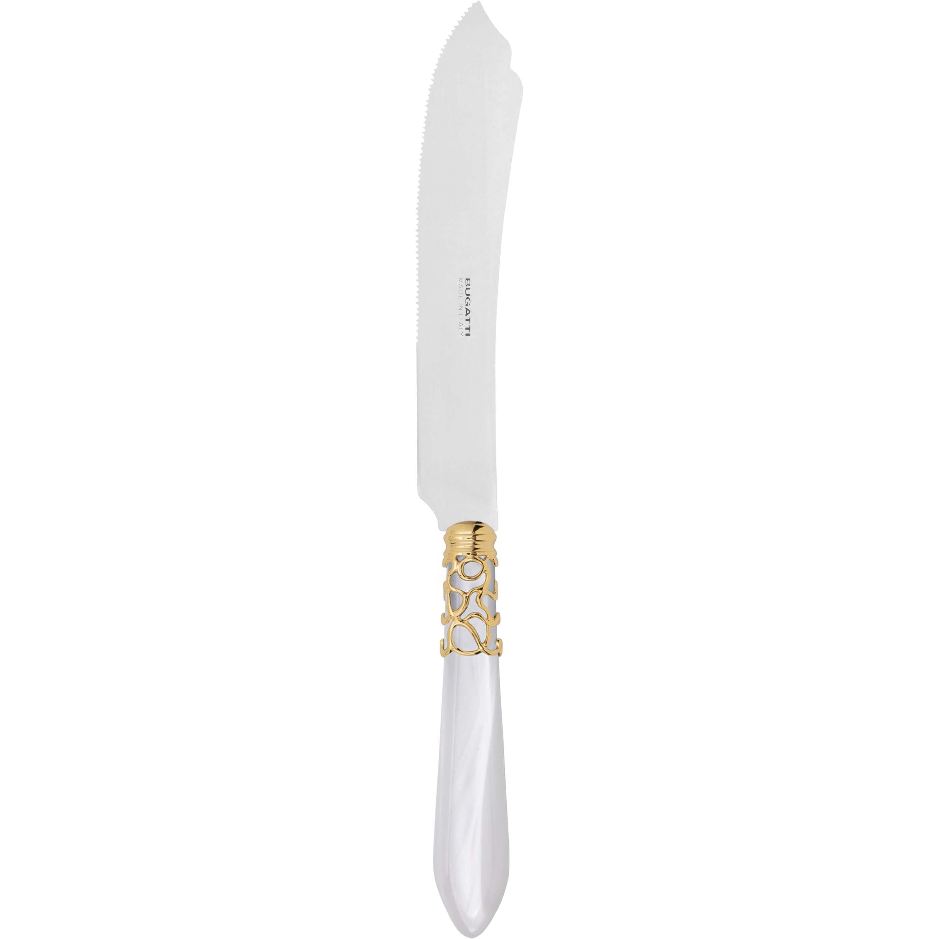 Melodia Gold Cake Knife 28 cm (11.02 inch) - white