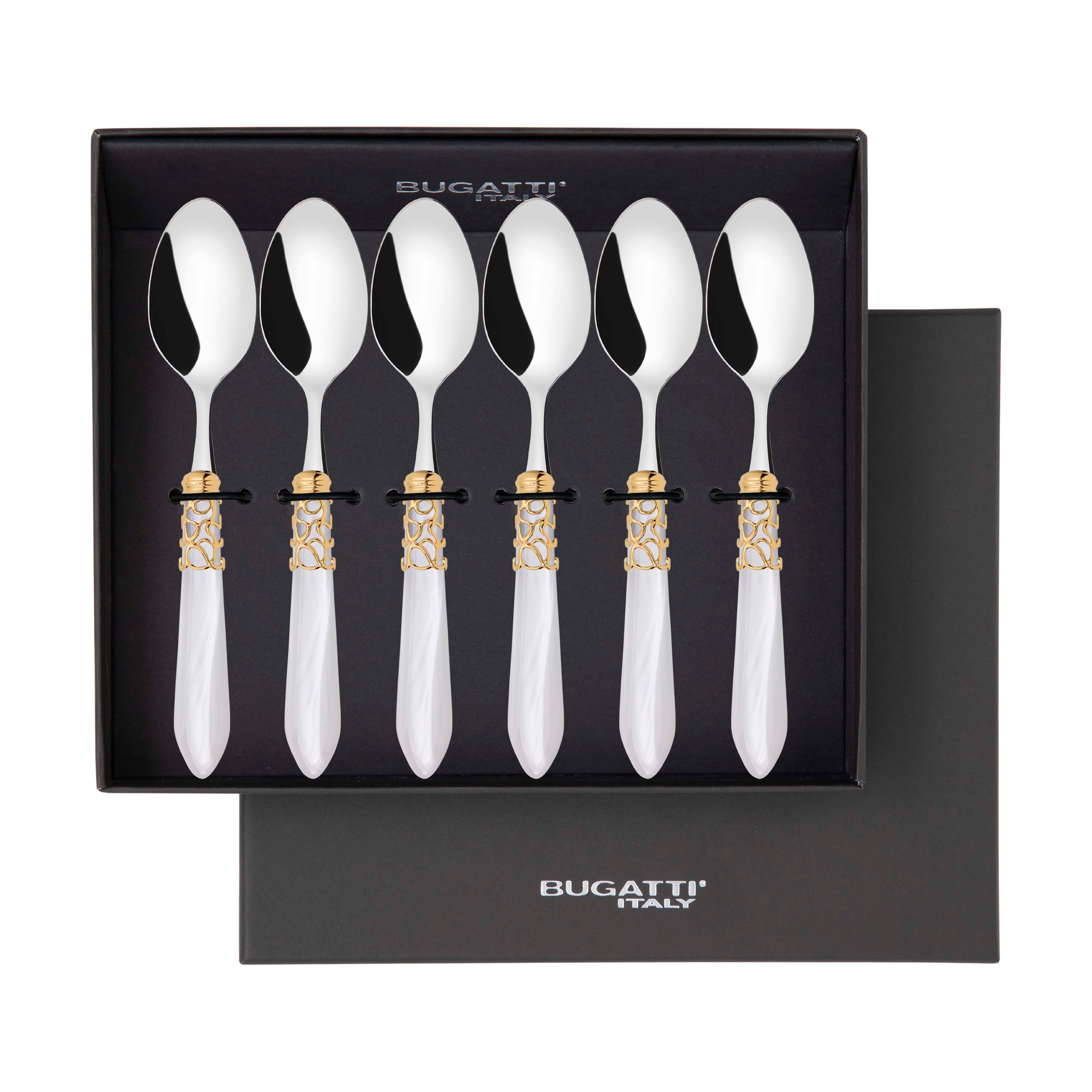 Melodia Gold 6 Piece Coffee Spoon Set in gift box - white