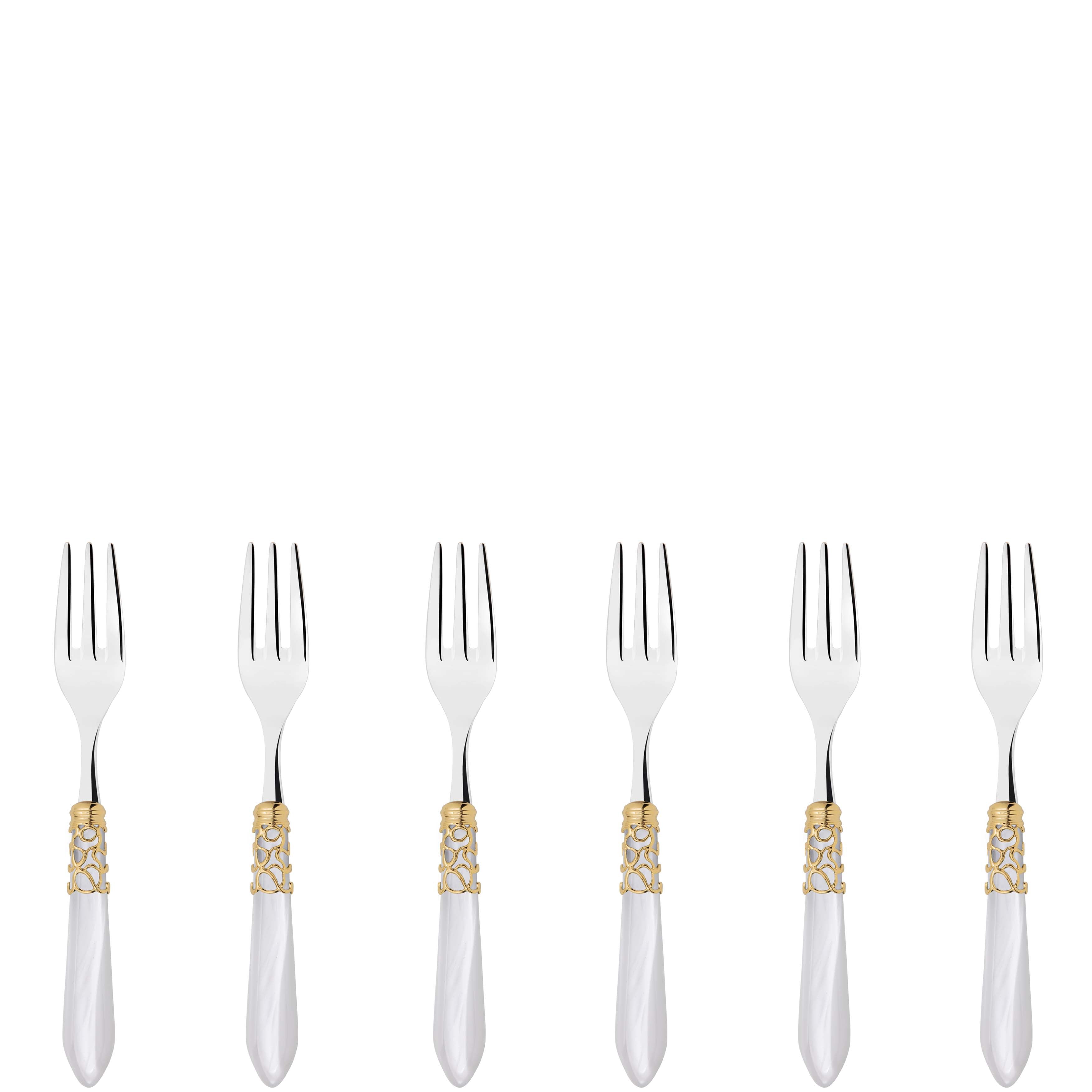 Melodia Gold Cake / Cocktail Forks Set - white