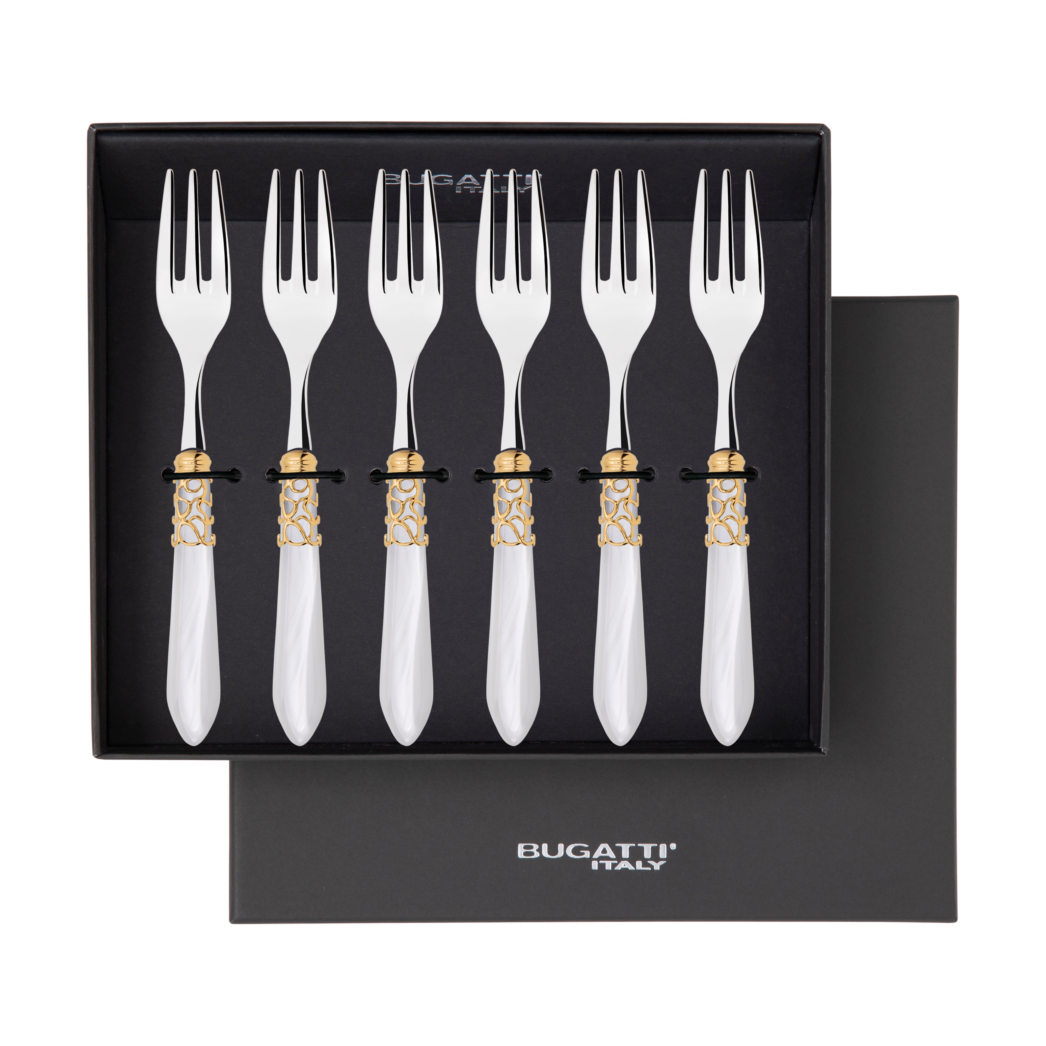 Melodia Gold Cake / Cocktail Forks Set - white