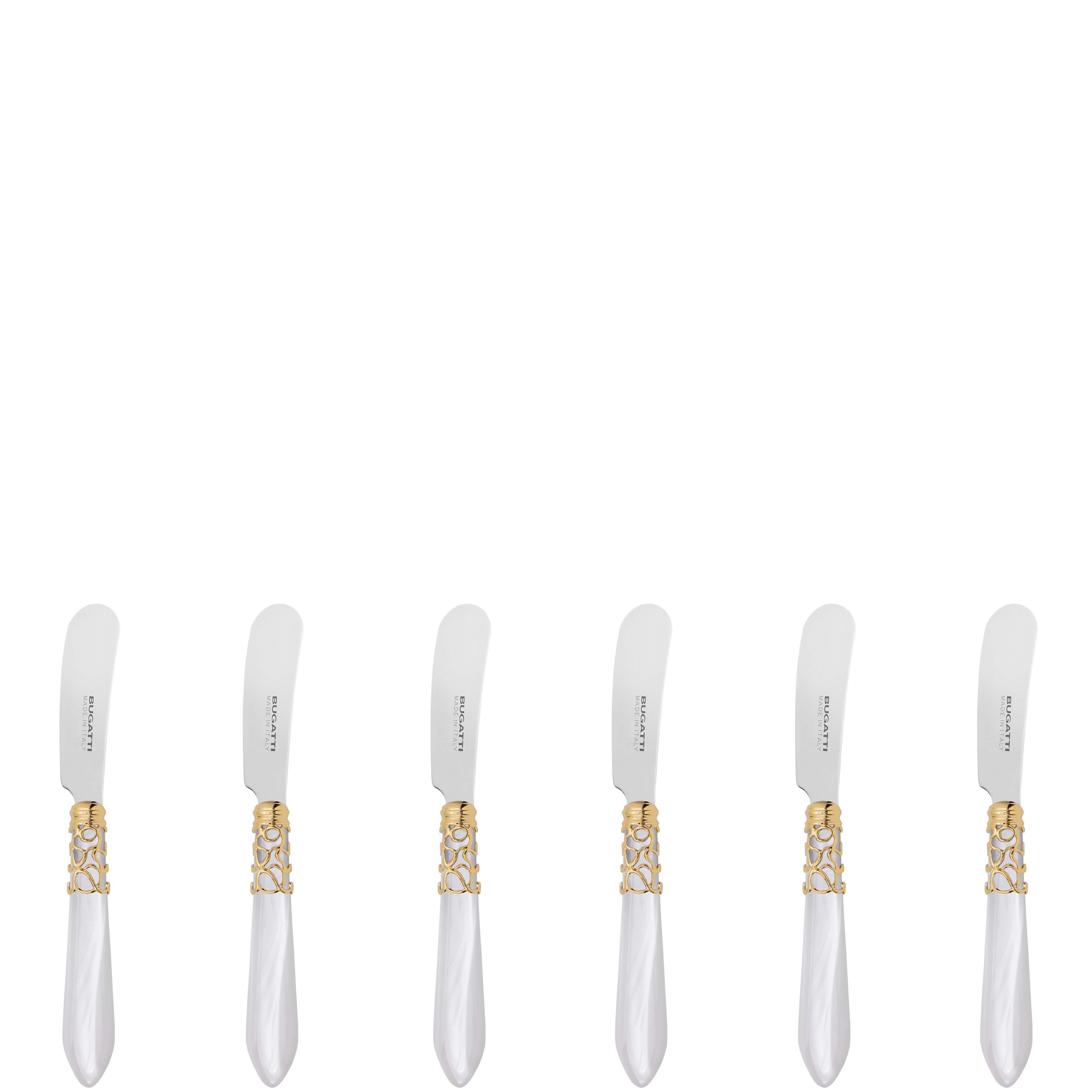 Melodia Gold Spreader / Butter Knife Set - white