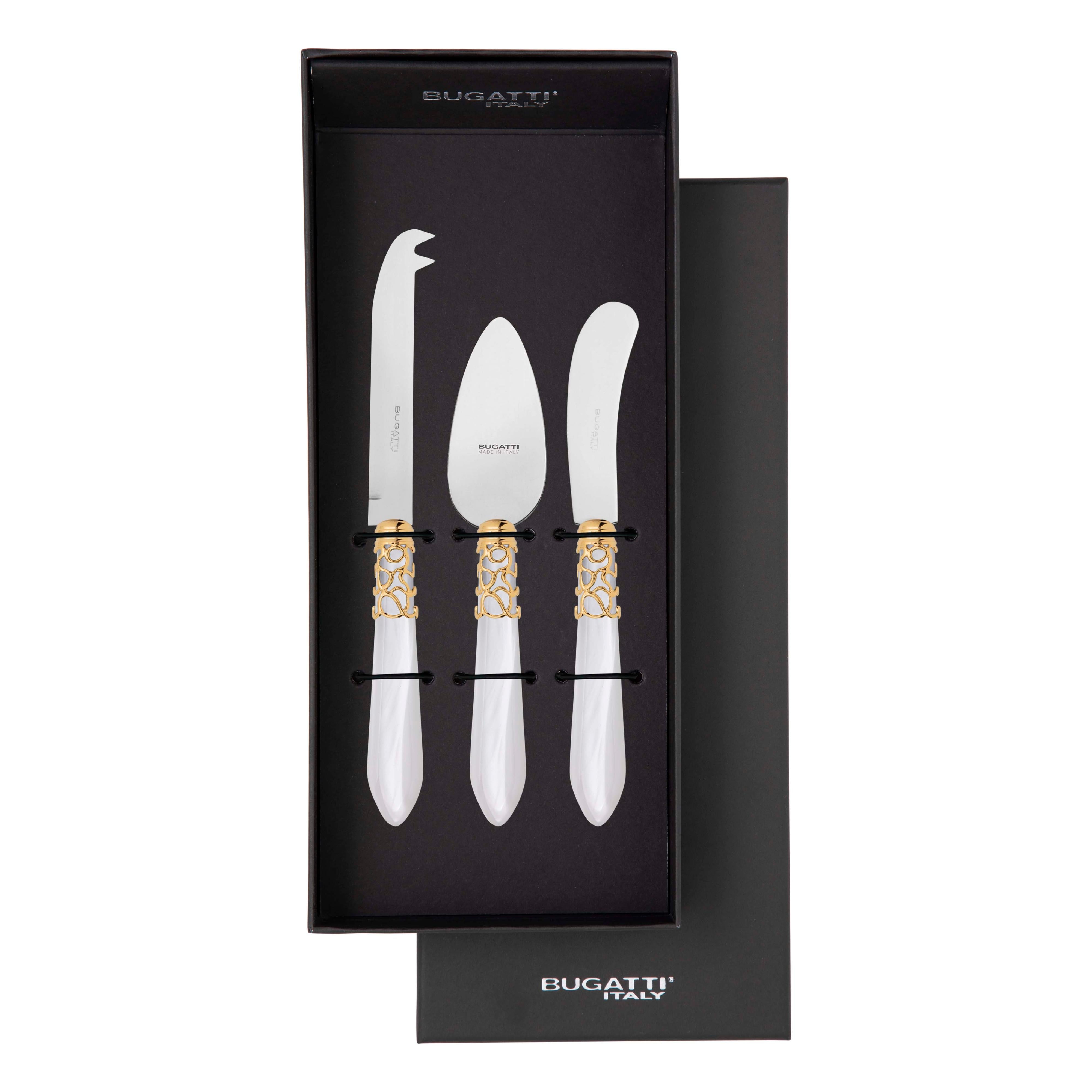 Melodia Gold 3 Piece Cheese Knife Set - white